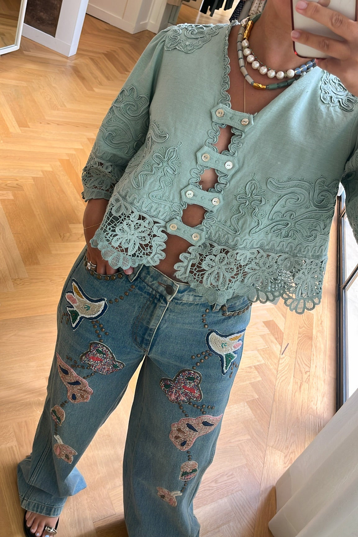 SEA NY | KARA BEADED DENIM JEANS