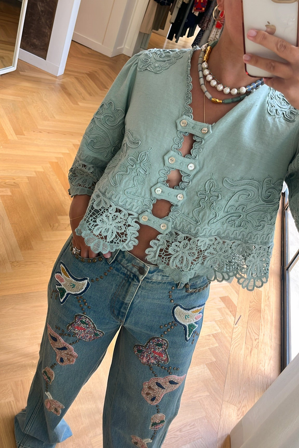 SEA NY | 3/4 SLEEVE IYLA SOUTACHE TOP