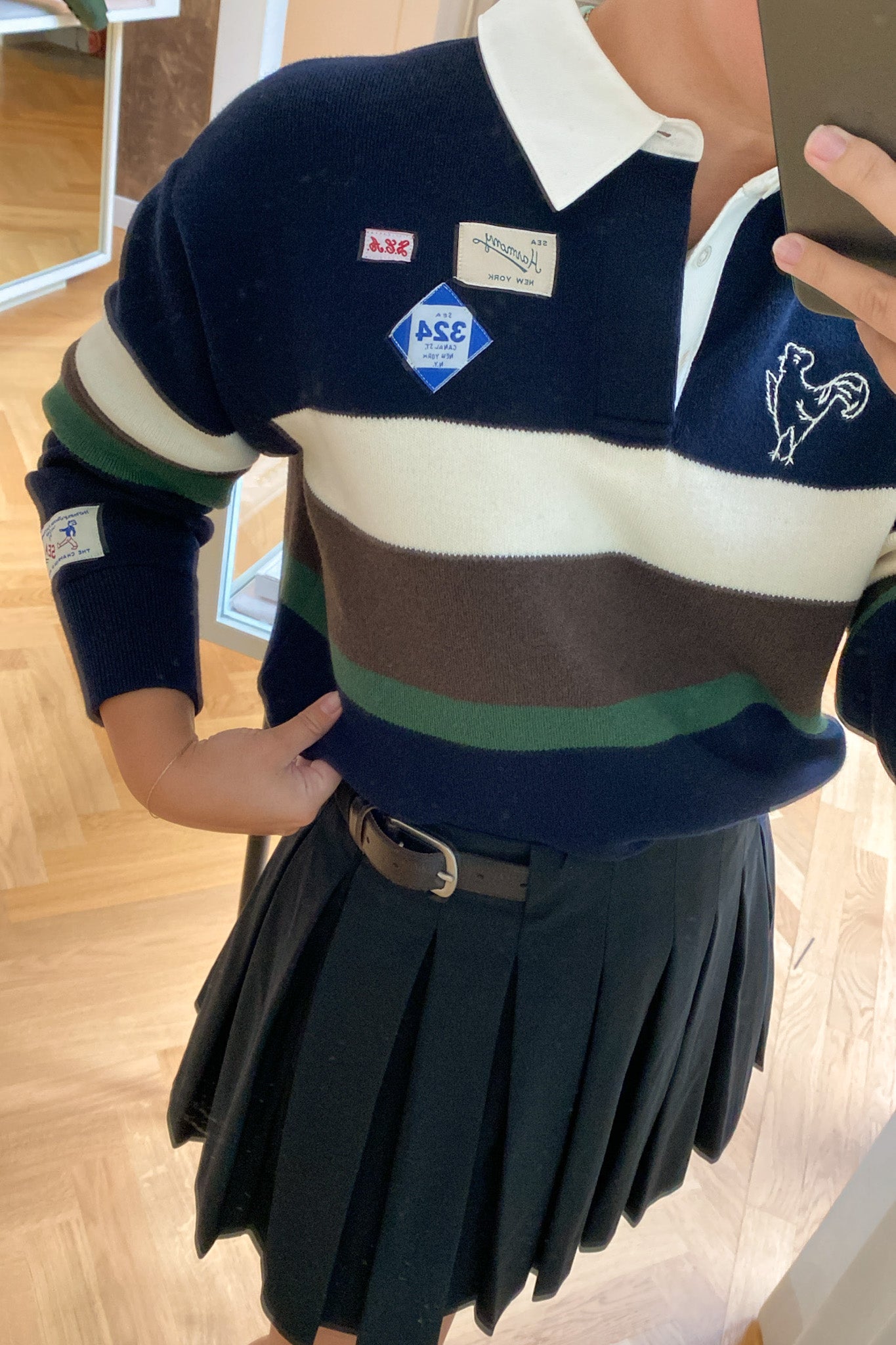 SEA NY | LONG SLEEVE ARTHUR VARSITY KNIT RUGBY SHIRT