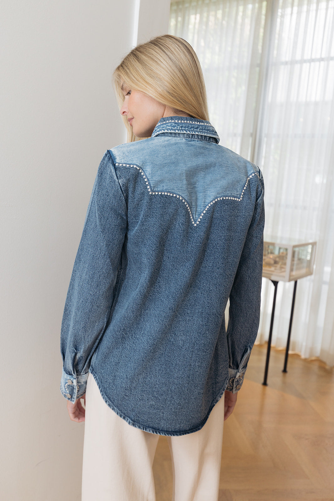 ALEMAIS | JESSE DENIM APPLIQUE SHIRT | WOMEN'S LUXURY DESIGNER CLOTHING, SHOES, HANDBAGS & JEWELRY | POOLESHOP CHARLOTTE, NC