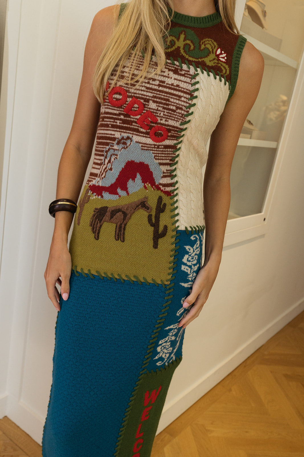 ALEMAIS | PATCHWORK LASSO KNIT DRESS | WOMEN'S LUXURY DESIGNER CLOTHING, SHOES, HANDBAGS & JEWELRY | POOLESHOP CHARLOTTE, NC