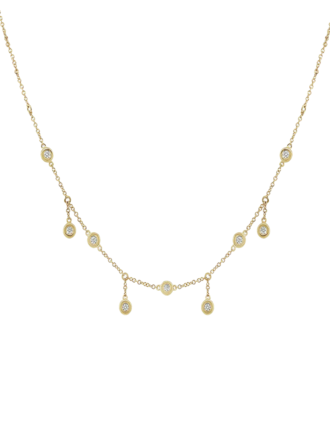 ALTERNATING DIAMOND DROP STATION NECKLACE