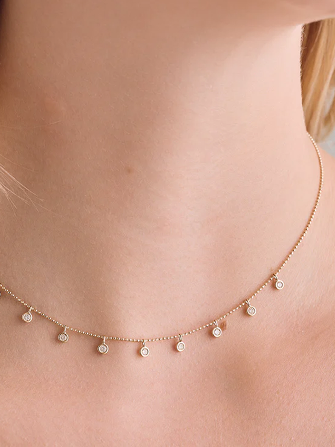 DIAMOND DROP STATION NECKLACE