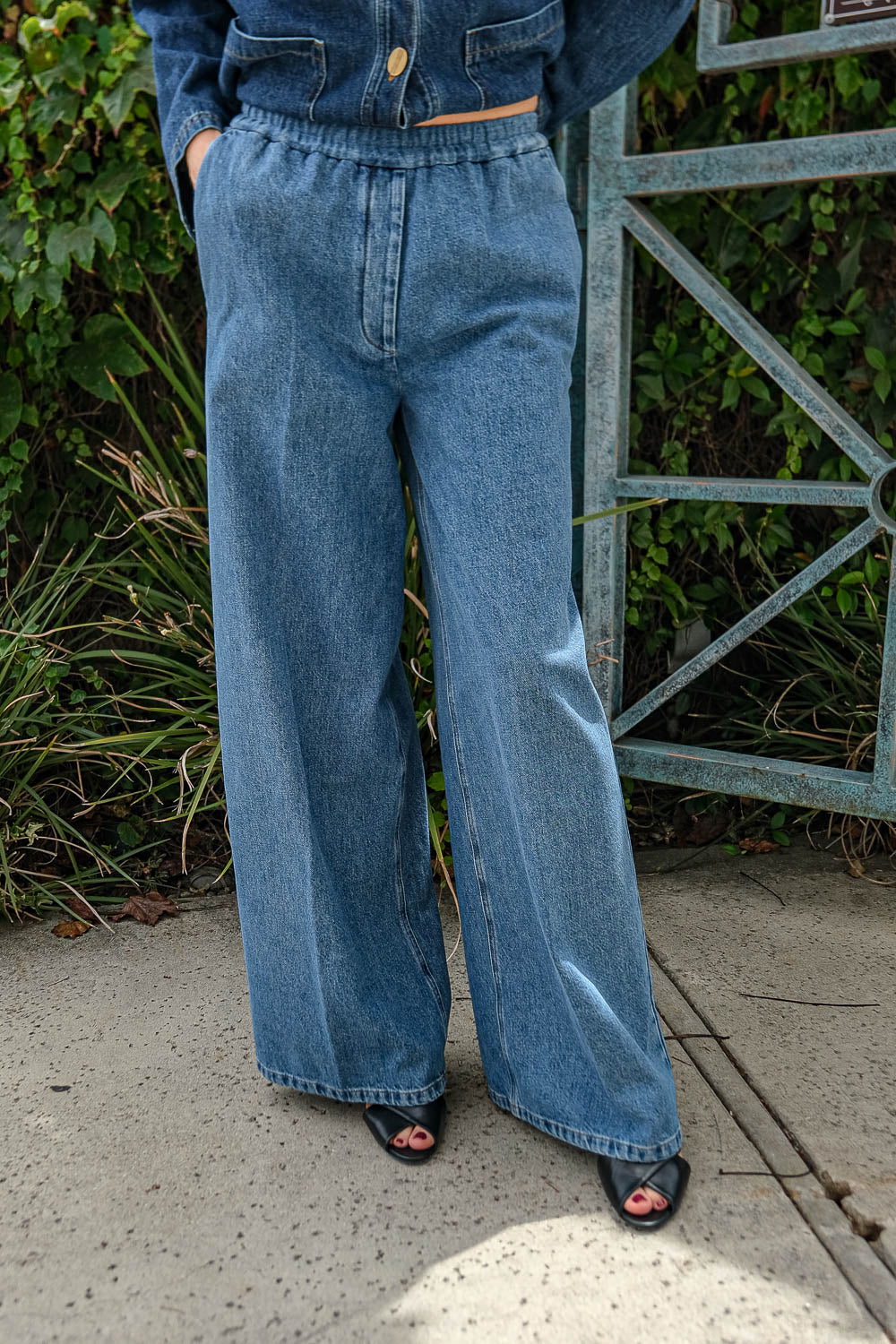 FORTE FORTE | CAVALARY DENIM LOOSE ELASTICATED PANTS | WOMEN'S LUXURY DESIGNER CLOTHING, SHOES, HANDBAGS & JEWELRY | POOLESHOP CHARLOTTE, NC
