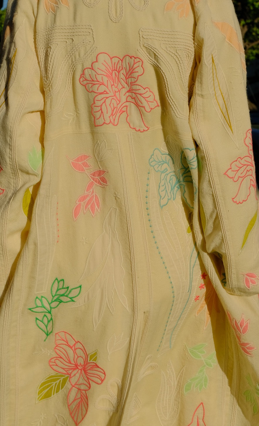 FORTE FORTE | IRIS VELVET COAT | Embroidered tweed coat | Full length coat | Back center split | Loose fit | Loop and button closure | Charlotte, NC