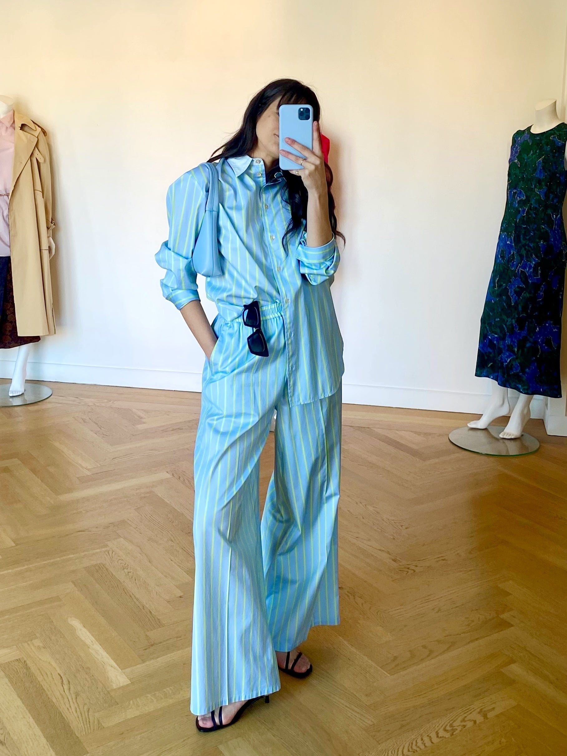 FORTE FORTE | SATIN STRIPE WIDE LEG PANTS