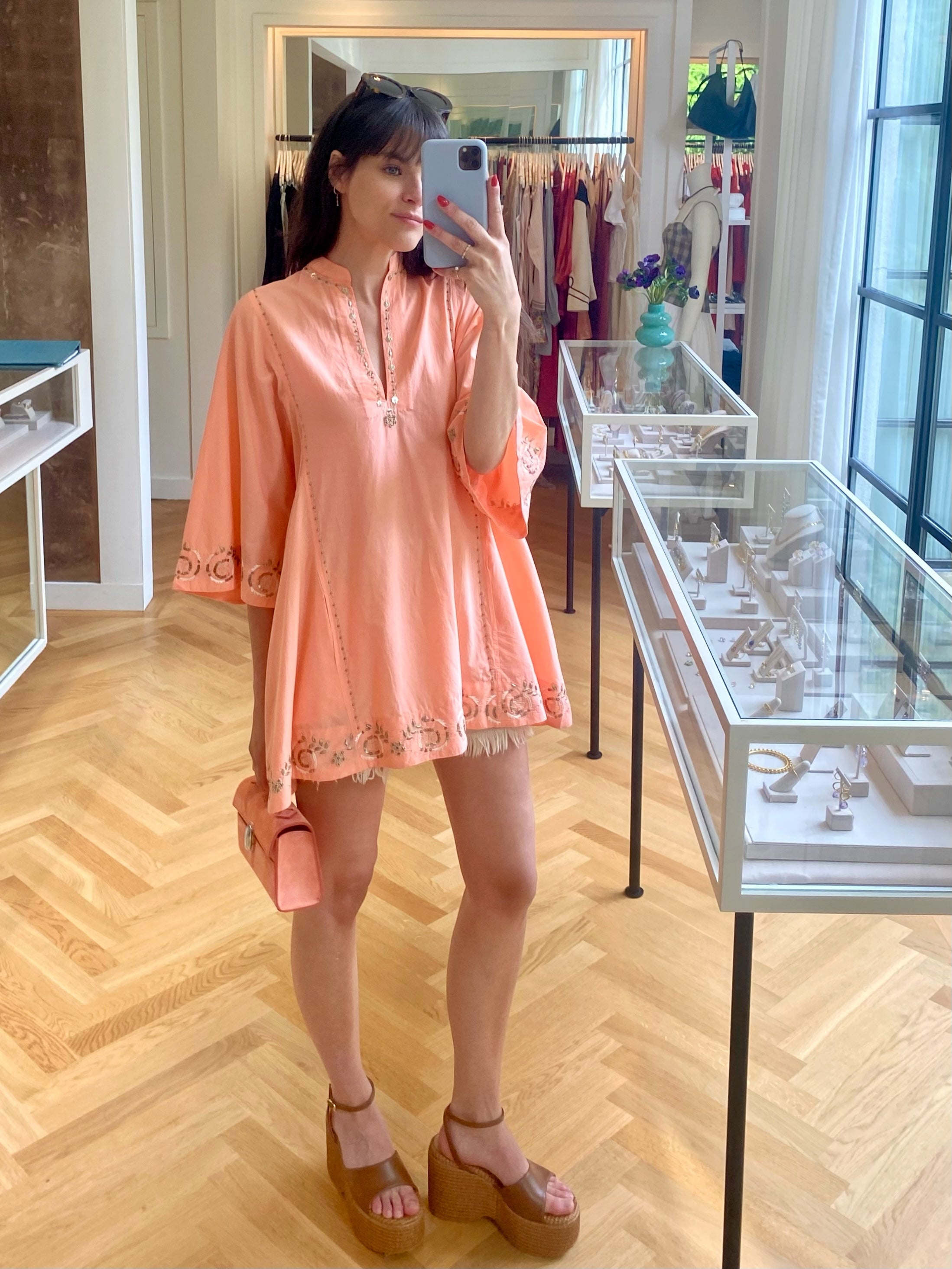 THIERRY COLSON | LONG SLEEVE V-NECK RACHEL MINI DRESS
