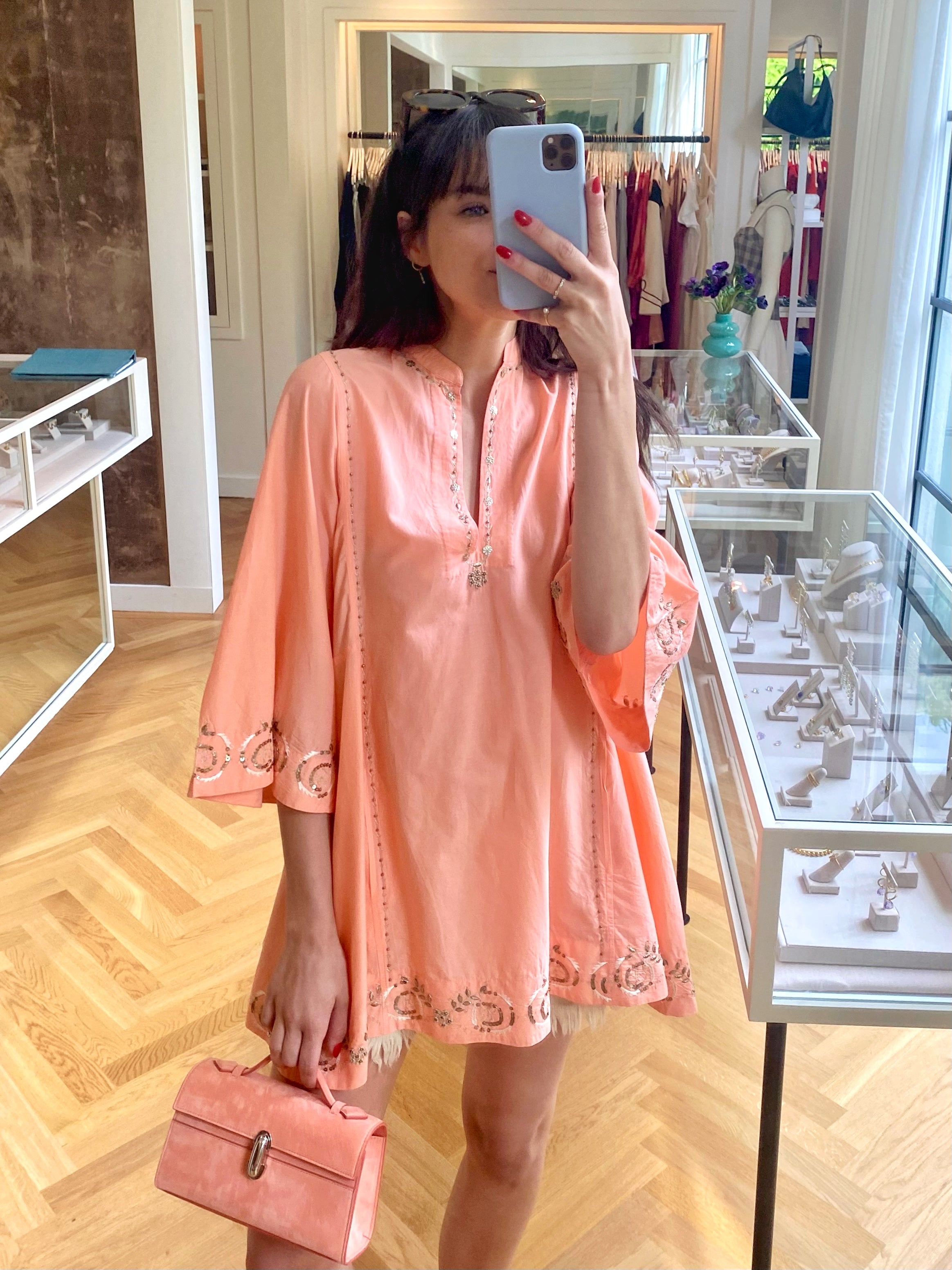 THIERRY COLSON | LONG SLEEVE V-NECK RACHEL MINI DRESS