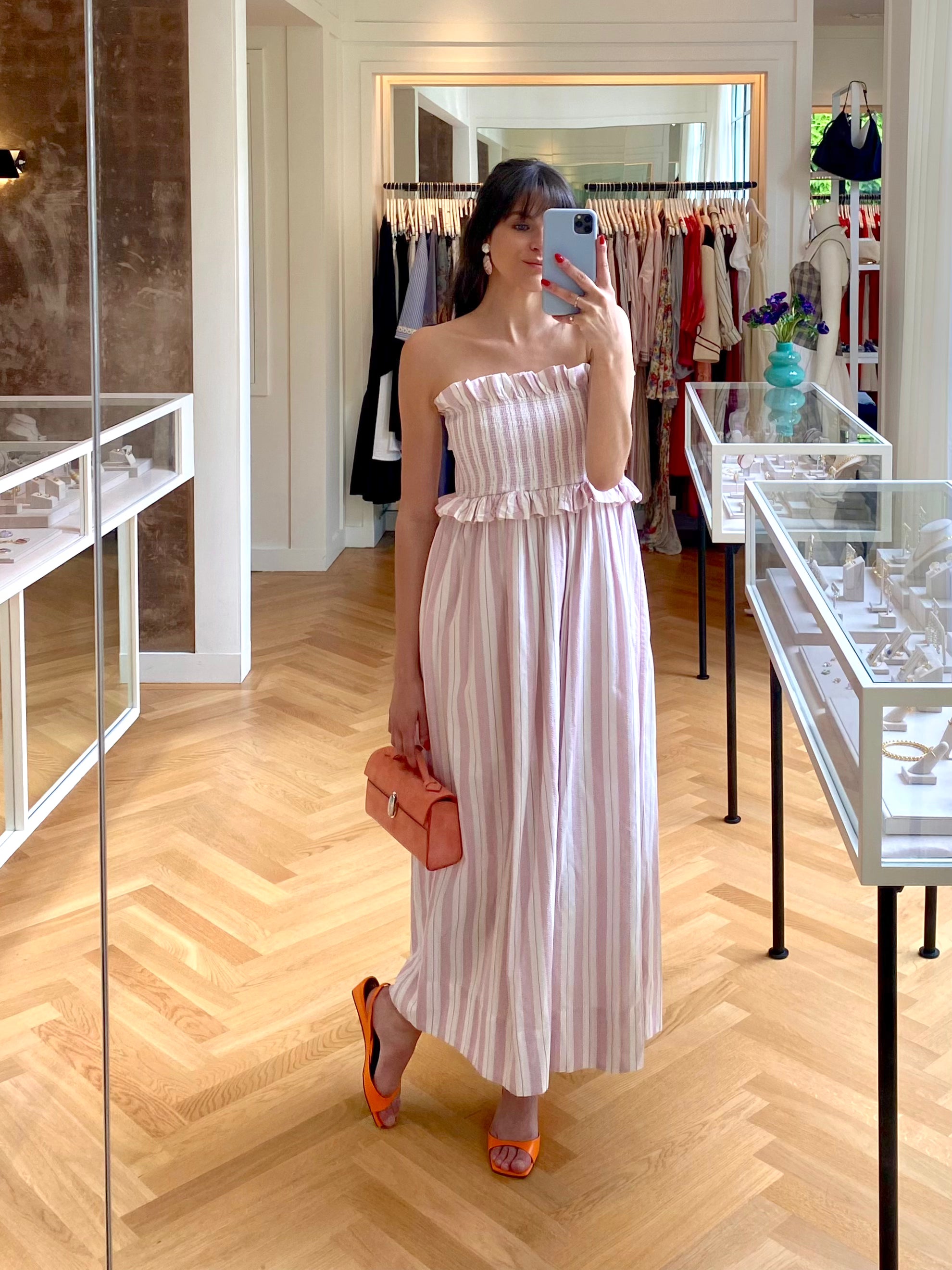 POSSE | STRAPLESS STRIPED COLBY MIDI DRESS