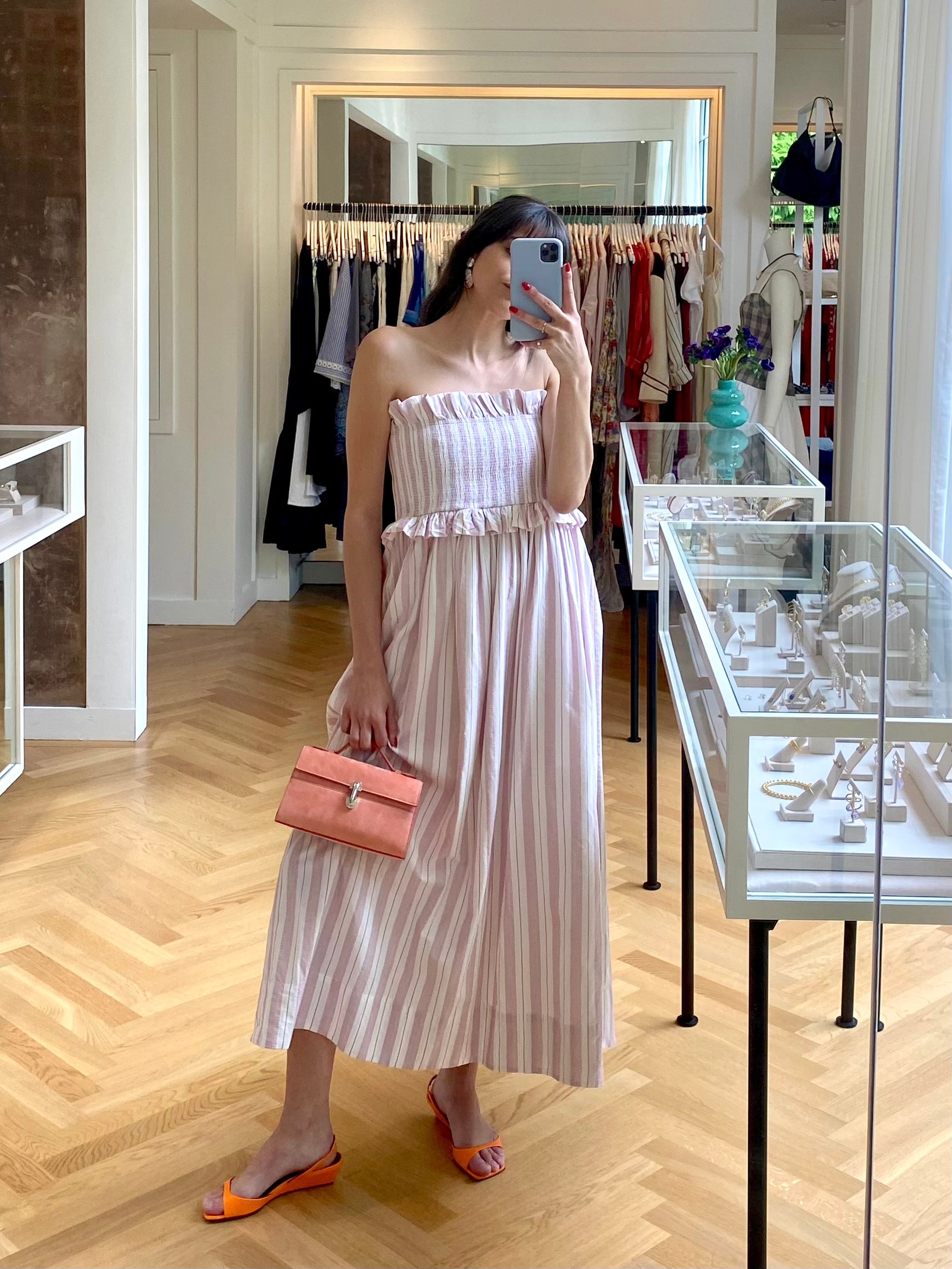 POSSE | STRAPLESS STRIPED COLBY MIDI DRESS