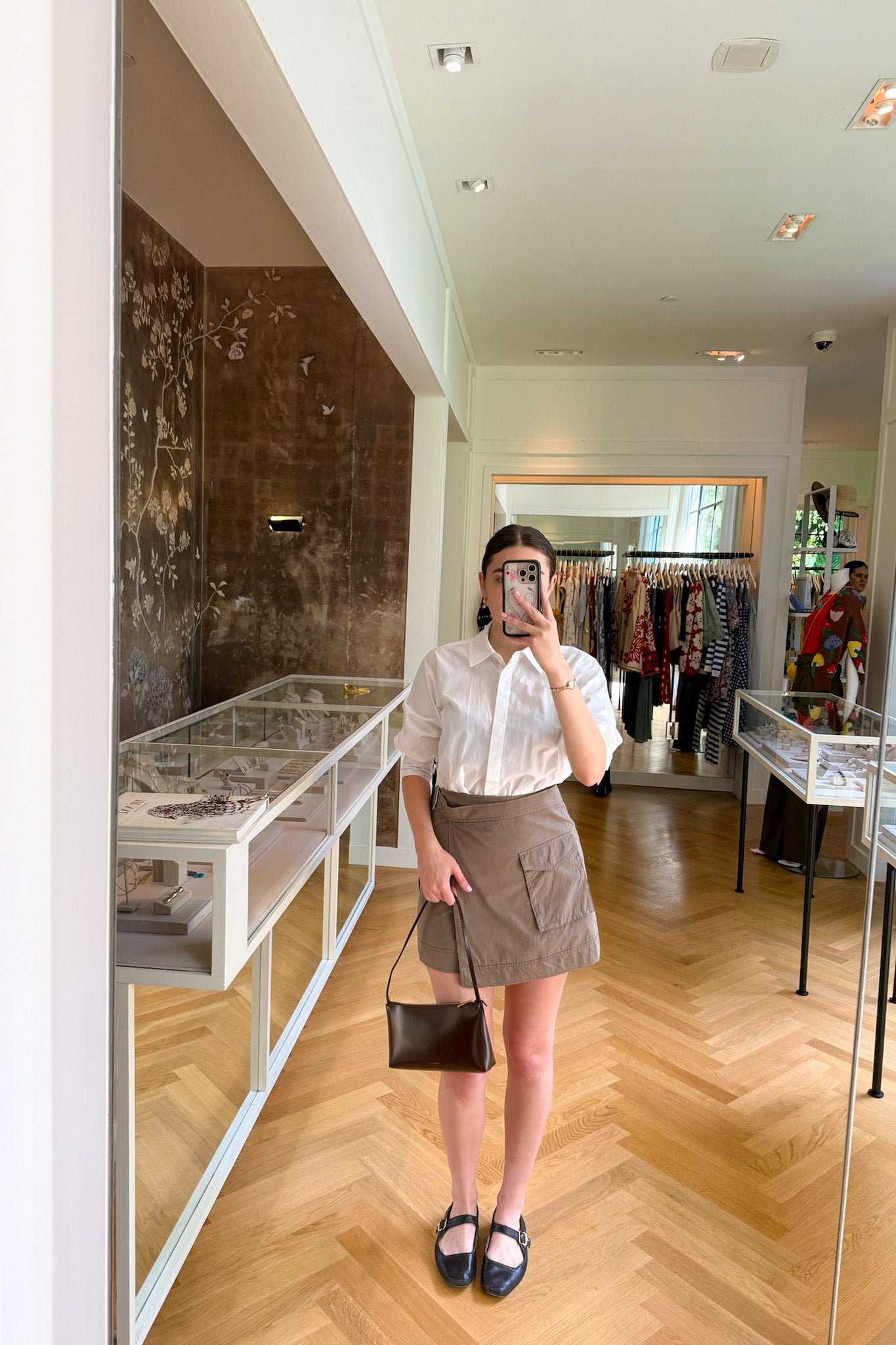 SIMKHAI | LONG SLEEVE FRASER MINI SHIRTDRESS
