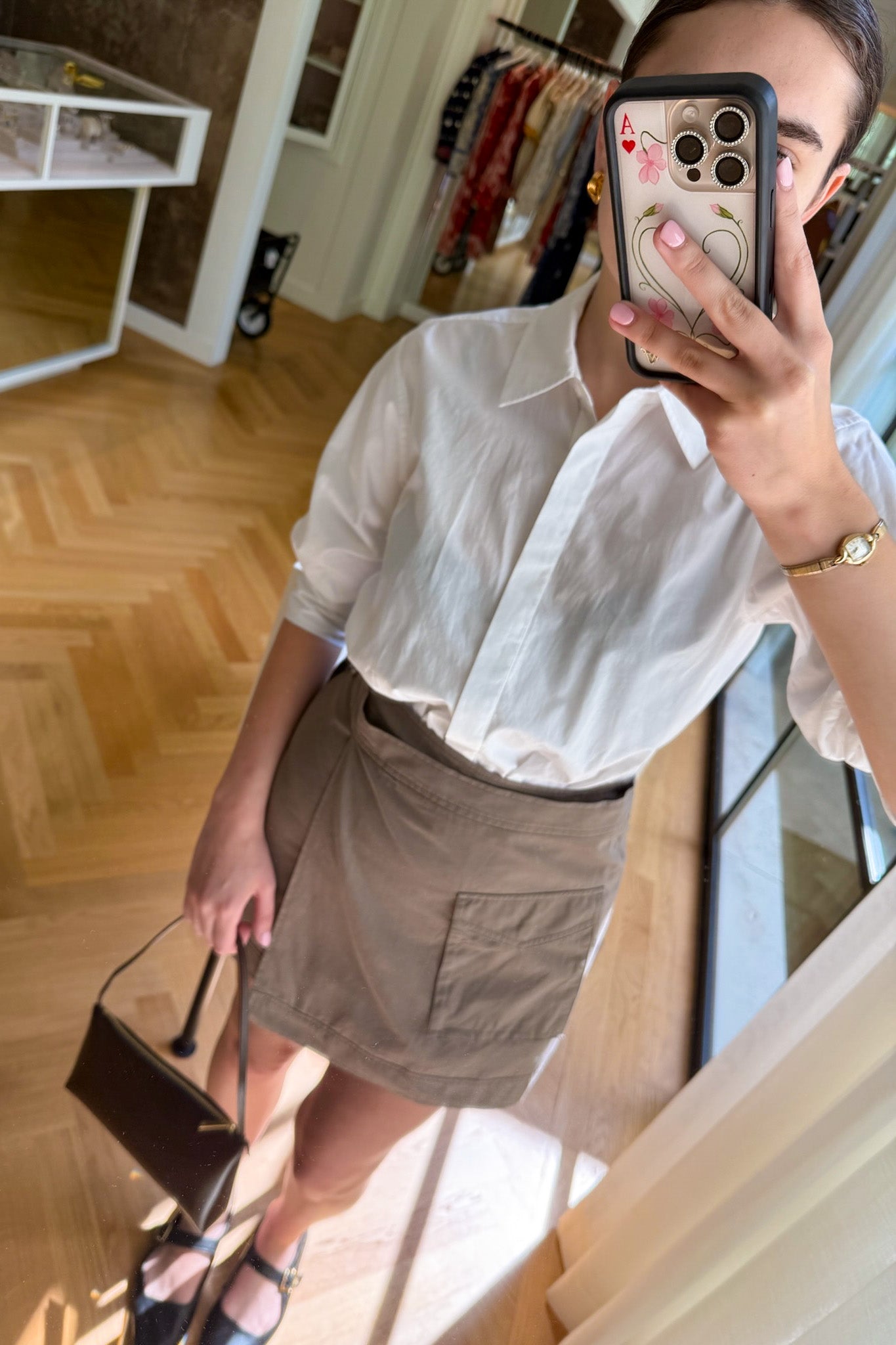 SIMKHAI | LONG SLEEVE FRASER MINI SHIRTDRESS