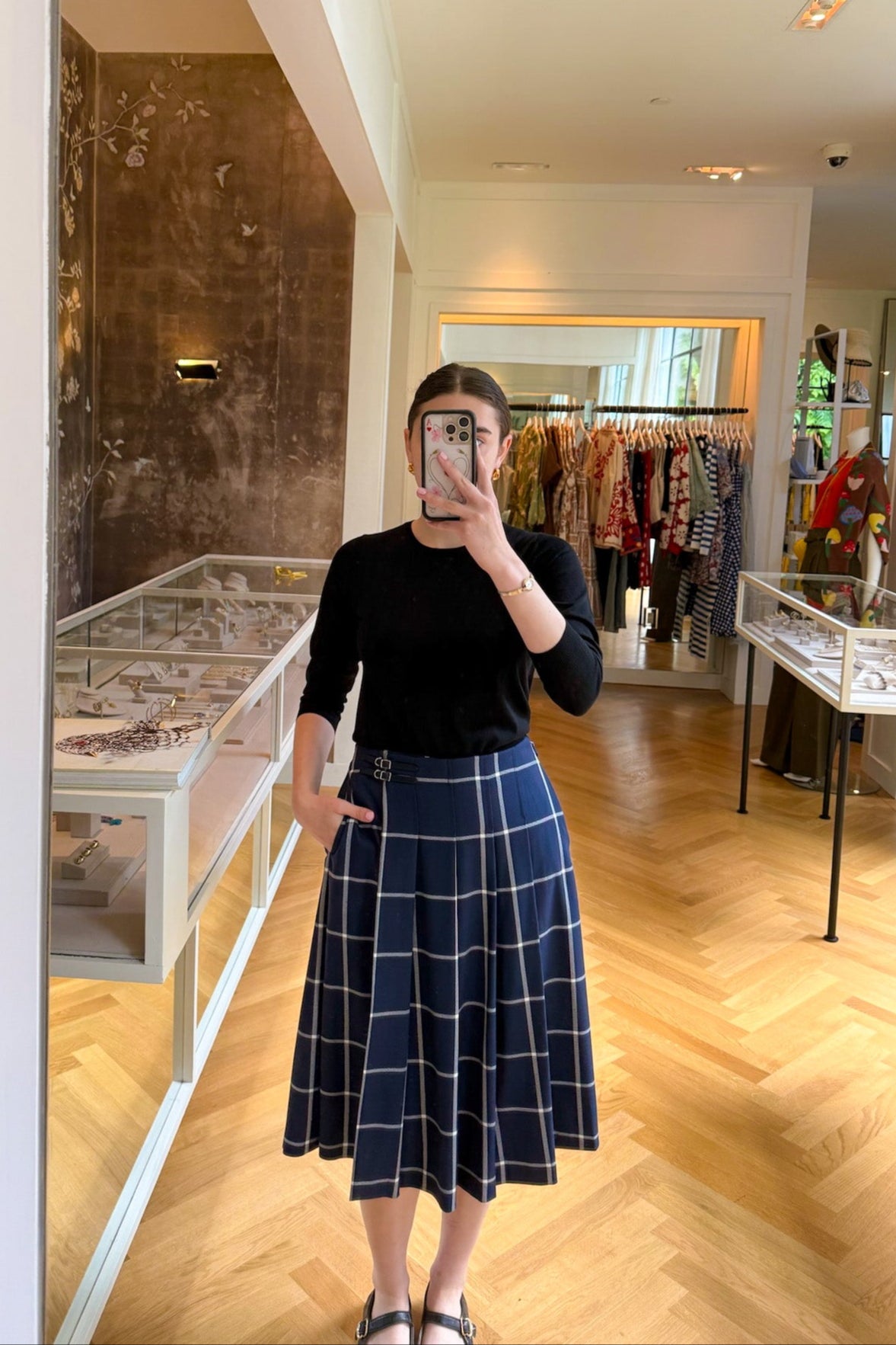 Pleated Midi Skirt Long Plaid Skirt Navy Topshop Box Pleat Midi