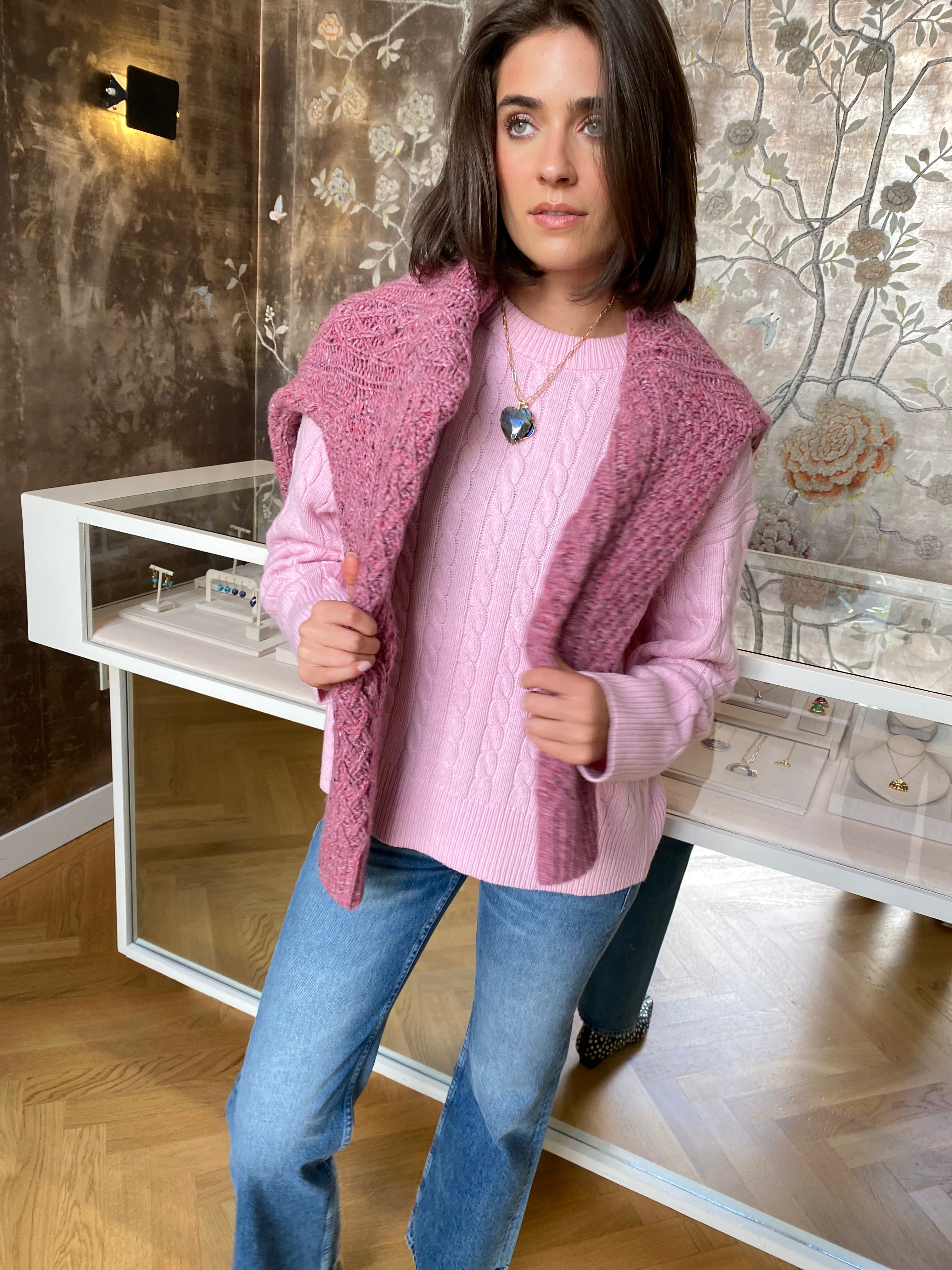 ALEX MILL | CREWNCK CABLE KNIT SWEATER