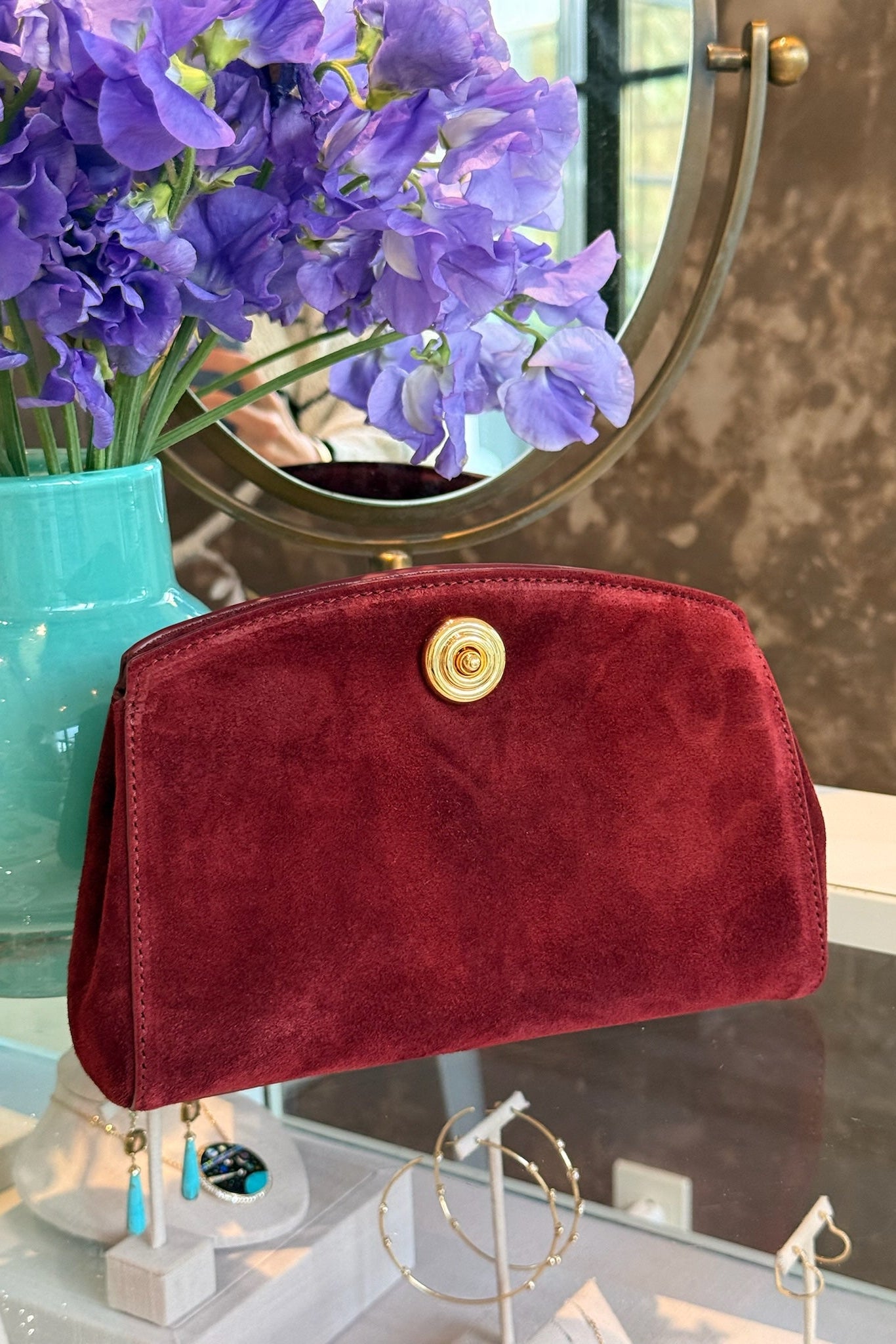 LIFFNER | SUEDE PUSHLOCK CLUTCH