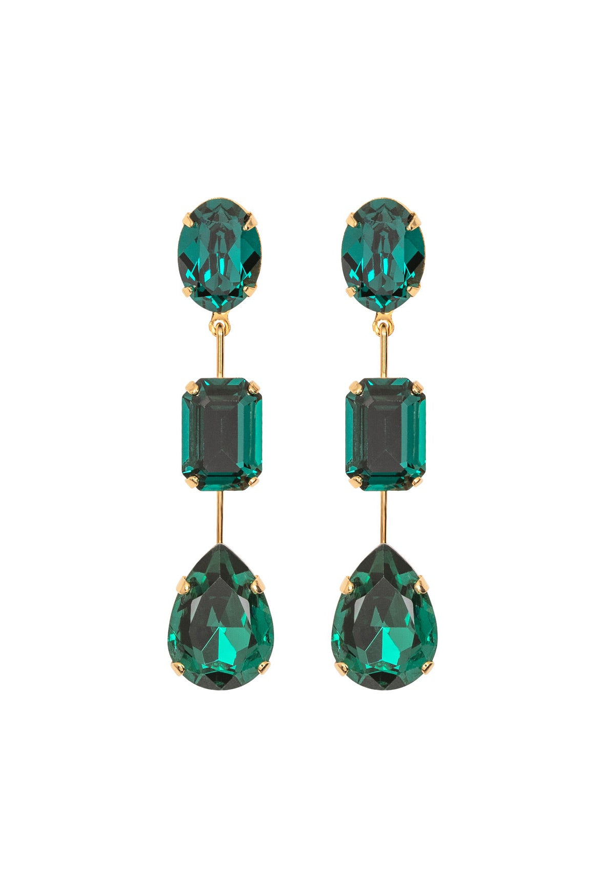 JENNIFER BEHR | ALLANAH EARRINGS, green stone, 3 drops, Charlotte, NC