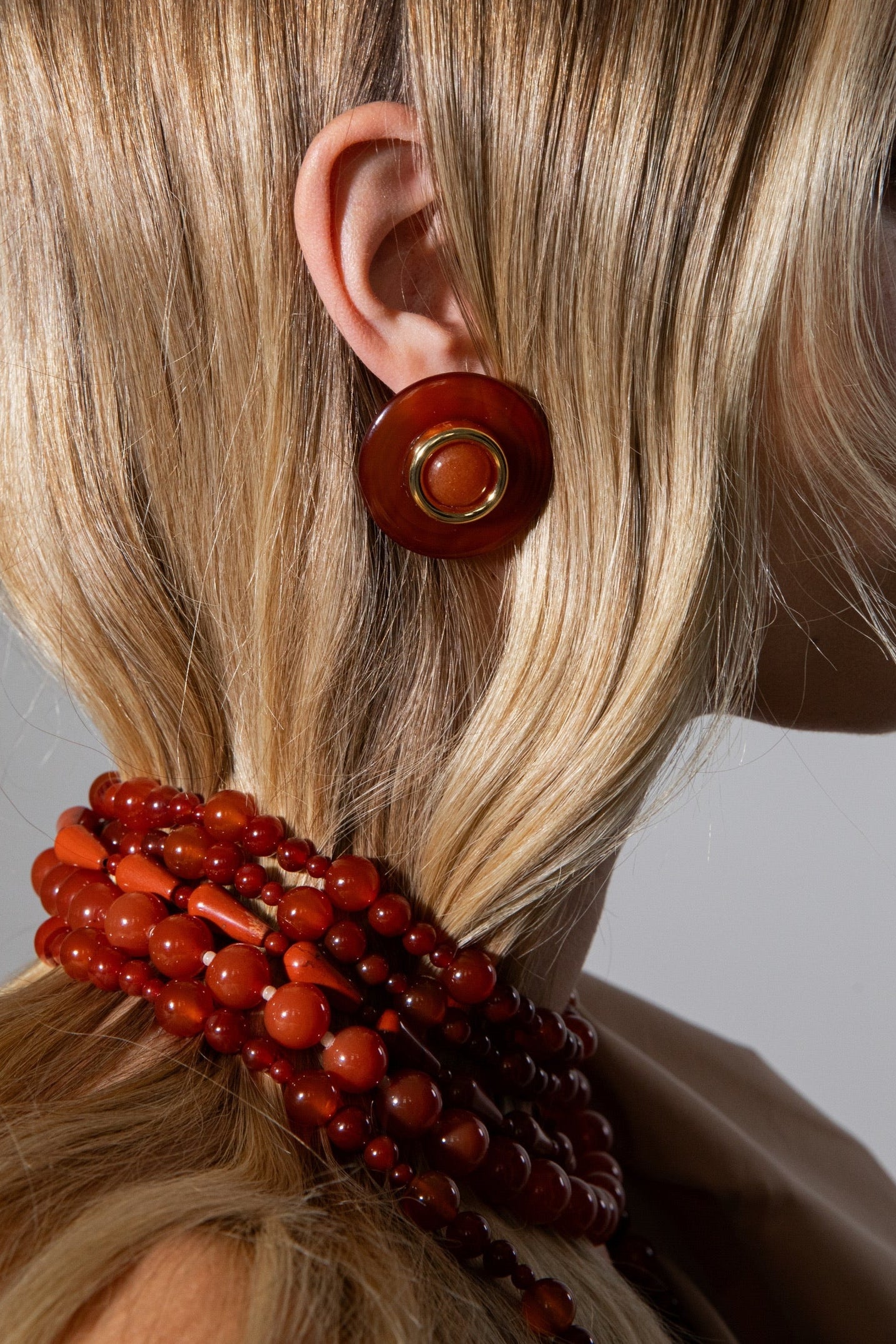 JENNIFER BEHR | DEVON EARRINGS redish/brown circular studs with gold accents Charlotte, NC