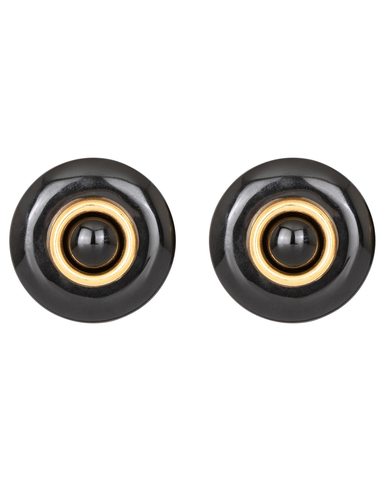 JENNIFER BEHR | DEVON EARRINGS black circular studs with gold accents Charlotte, NC