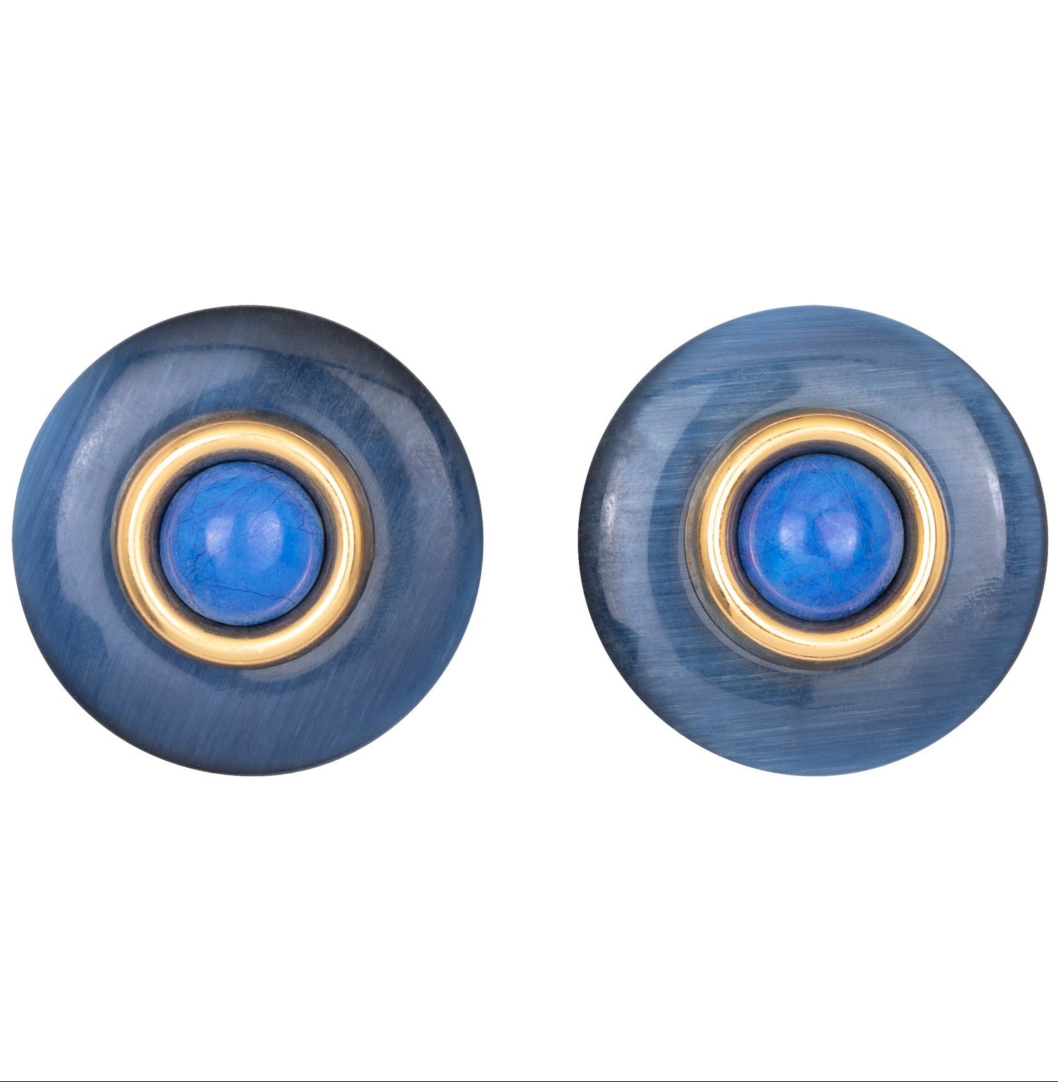 JENNIFER BEHR | DEVON EARRINGS cobalt blue circular studs with gold accents Charlotte, NC