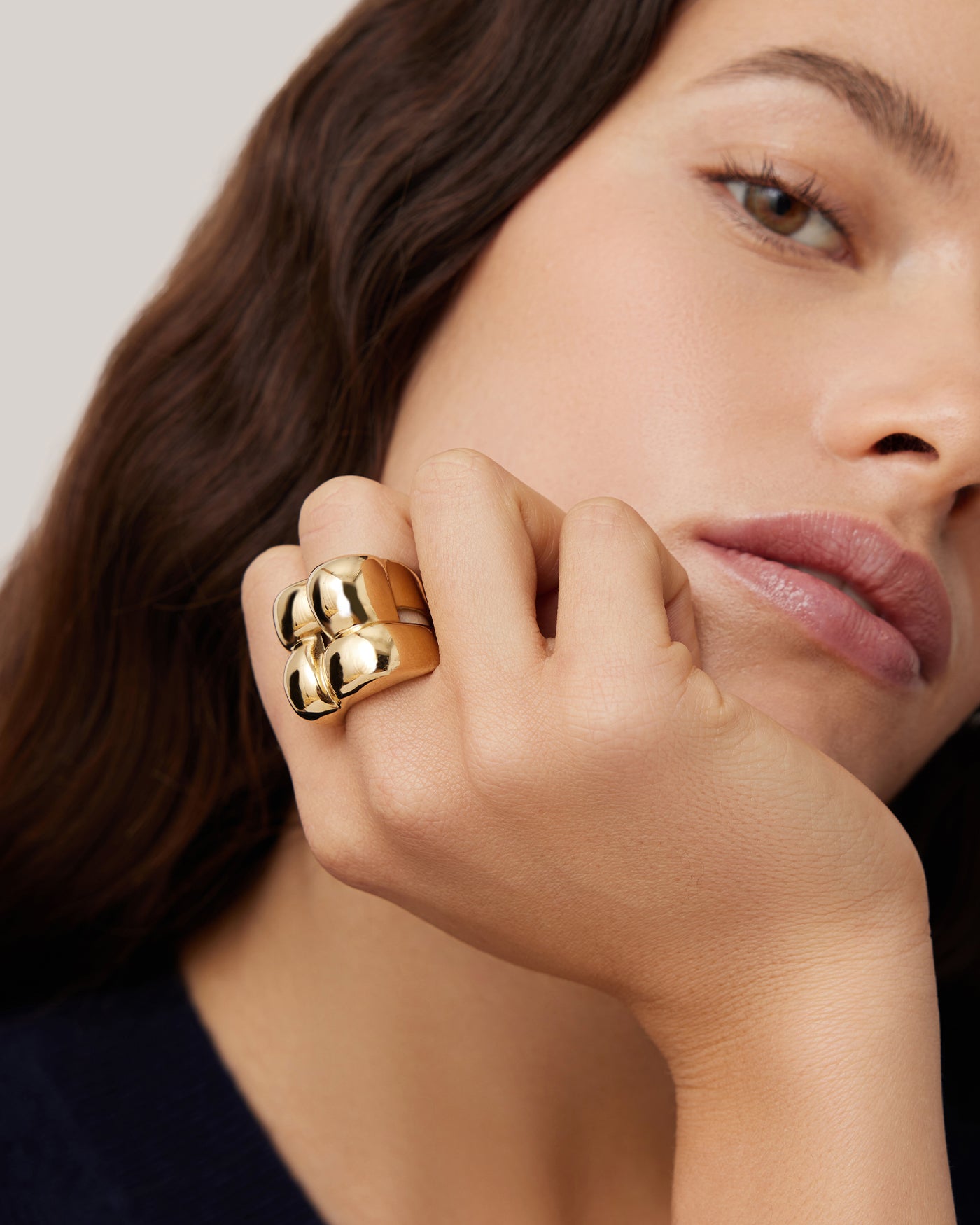 JENNY BIRD | MEGA WOVEN SQUARE RING - SIZE 8 | 14K gold plated steel ring | Oversized ring | Cushion woven style square motif | Size 8 | Available in Charlotte, NC