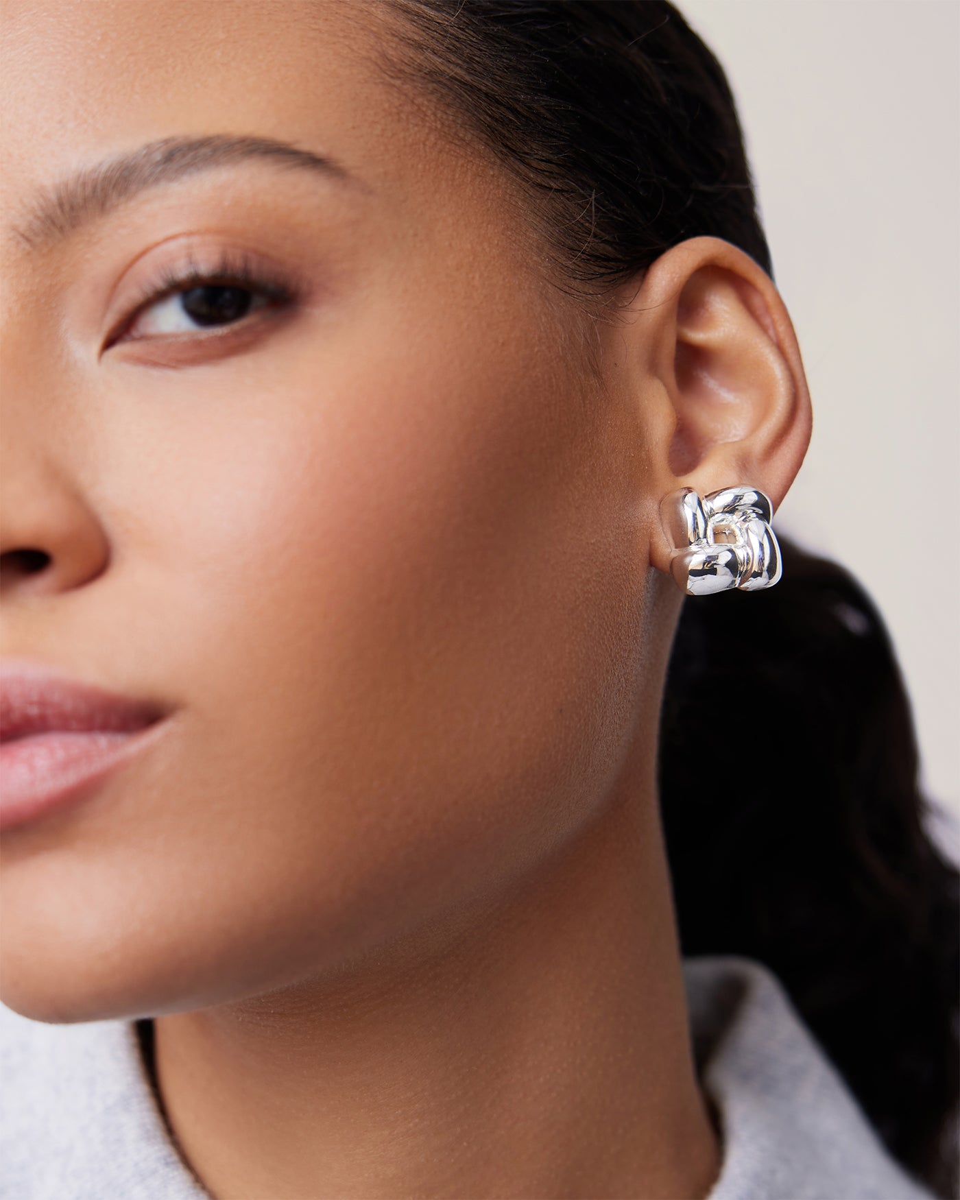 JENNY BIRD | WOVEN SQUARE EARRINGS | Woven square motif earrings | Lightweight hollowed design | Silver-dipped brass | Product Dimensions: length 0.77", width 0.77", depth 0.27" | Charlotte, NC