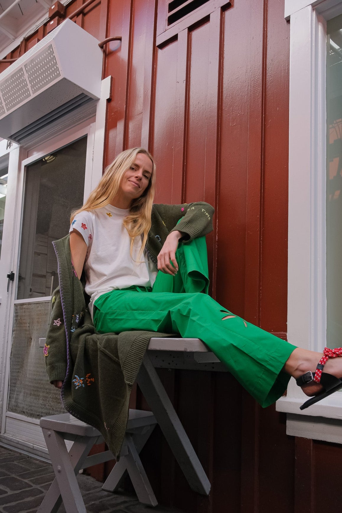 MIRA MIKATI | EMBROIDERED CUTOUT TSHIRT | Floral embroidery cutout tee | Crew neckline | Short sleeves | Internal yellow herringbone tape | Composition: 100% Organic Cotton | Dry clean or hand wash cold | Available in Charlotte, NC