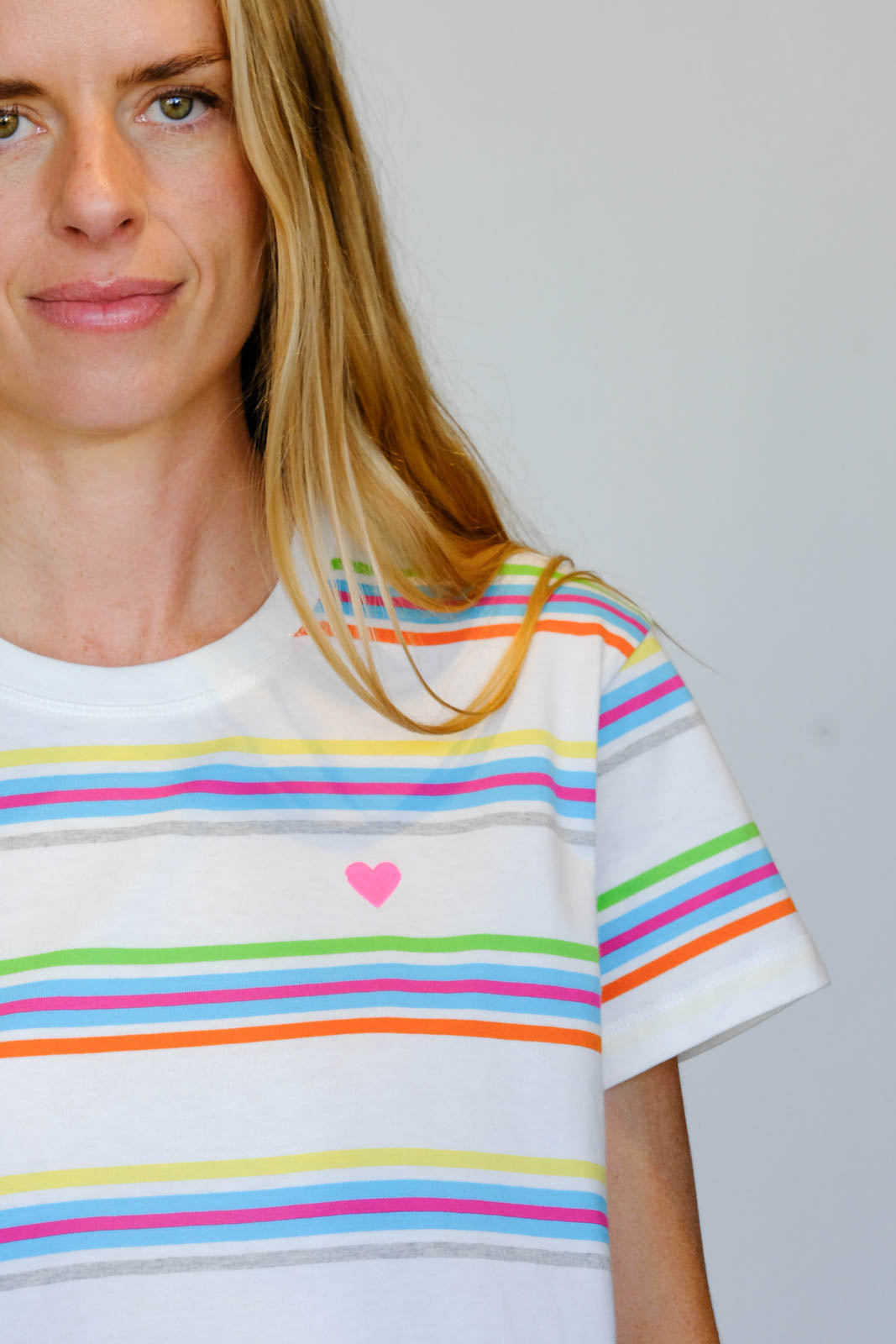 MIRA MIKATI | HEART EMB STRIPE TEE SHIRT | WOMEN'S LUXURY DESIGNER CLOTHING, SHOES, HANDBAGS & JEWELRY | POOLESHOP CHARLOTTE, NC