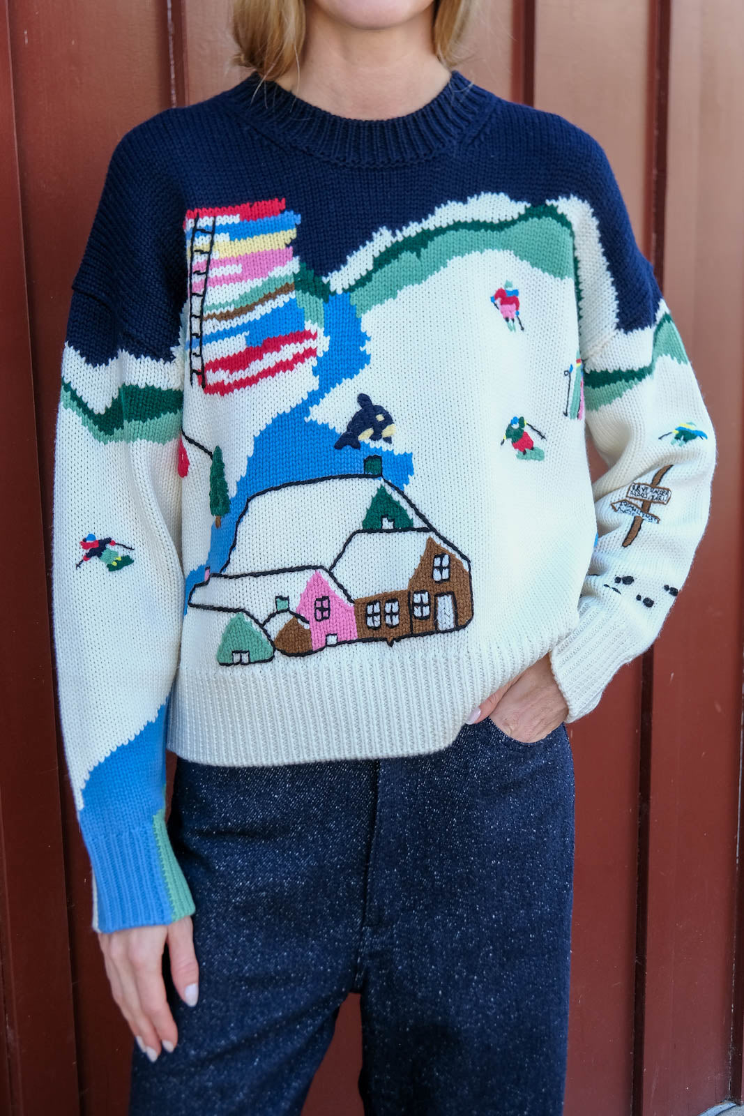 MIRA MIKATI | MERINO WOOL SNOW SCENE SWEATER | WOMEN'S LUXURY DESIGNER CLOTHING, SHOES, HANDBAGS & JEWELRY | POOLESHOP CHARLOTTE, NC