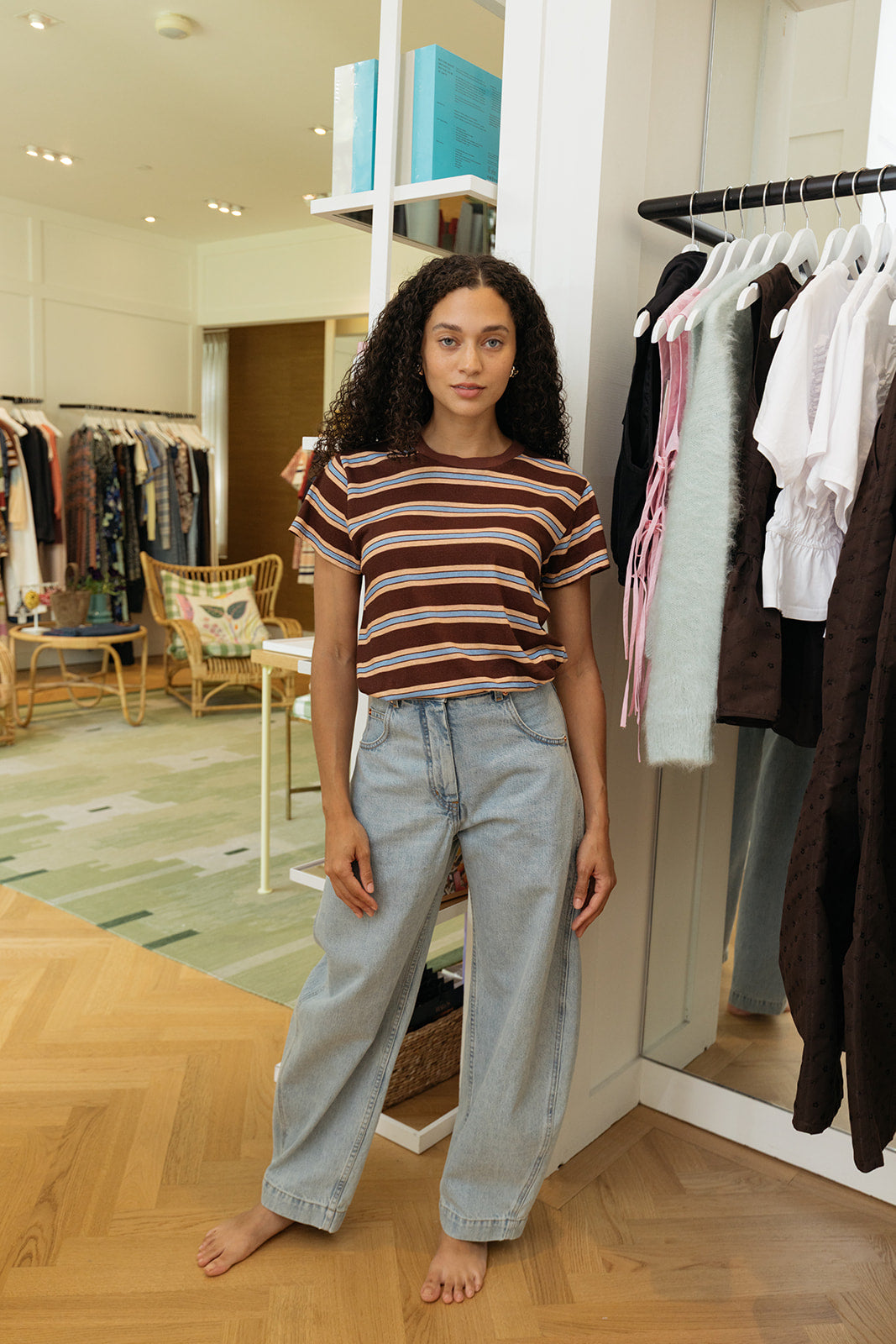 MOTHER | STRIPE BOXY GOODIE TSHIRT