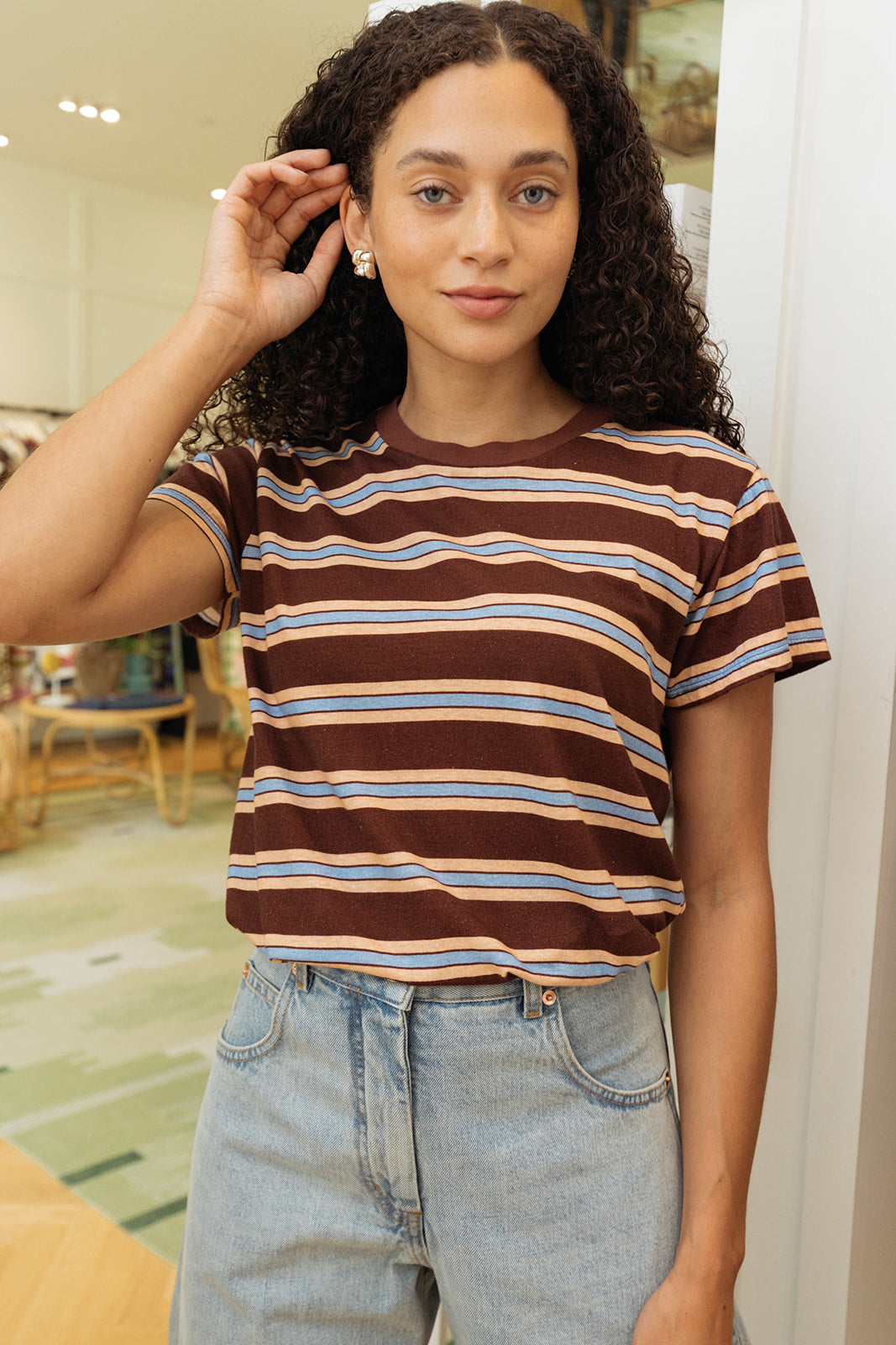 MOTHER | STRIPE BOXY GOODIE TSHIRT
