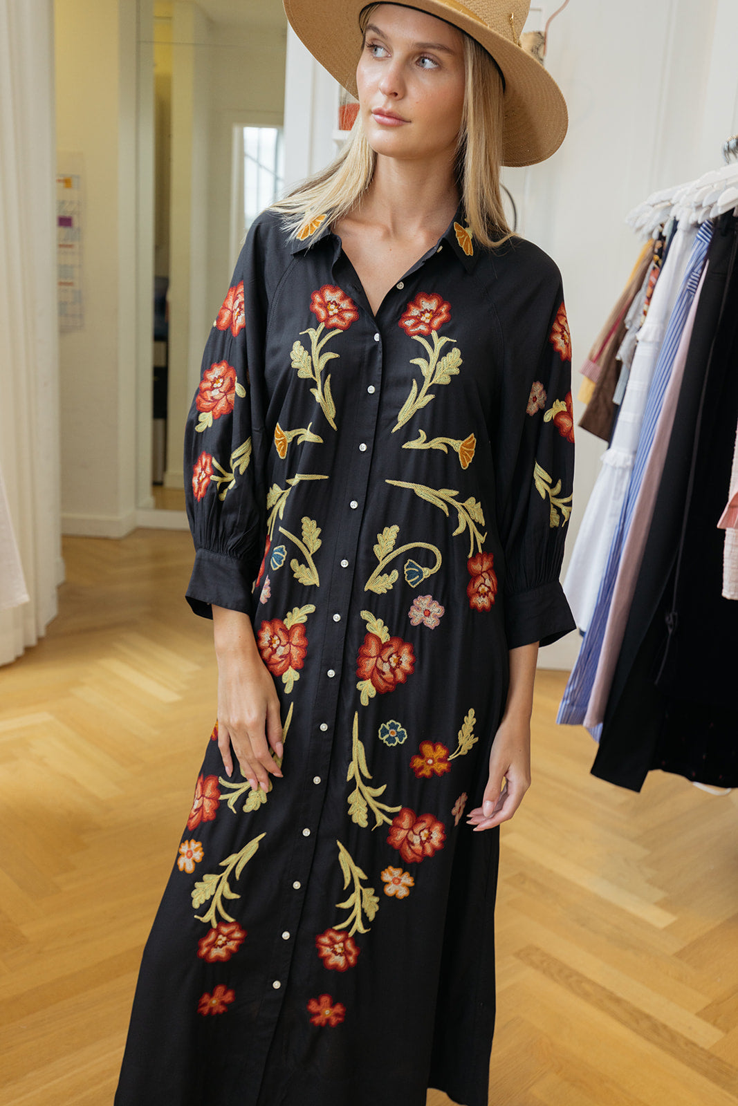 THE GREAT | EMB HERD LONG DRESS
