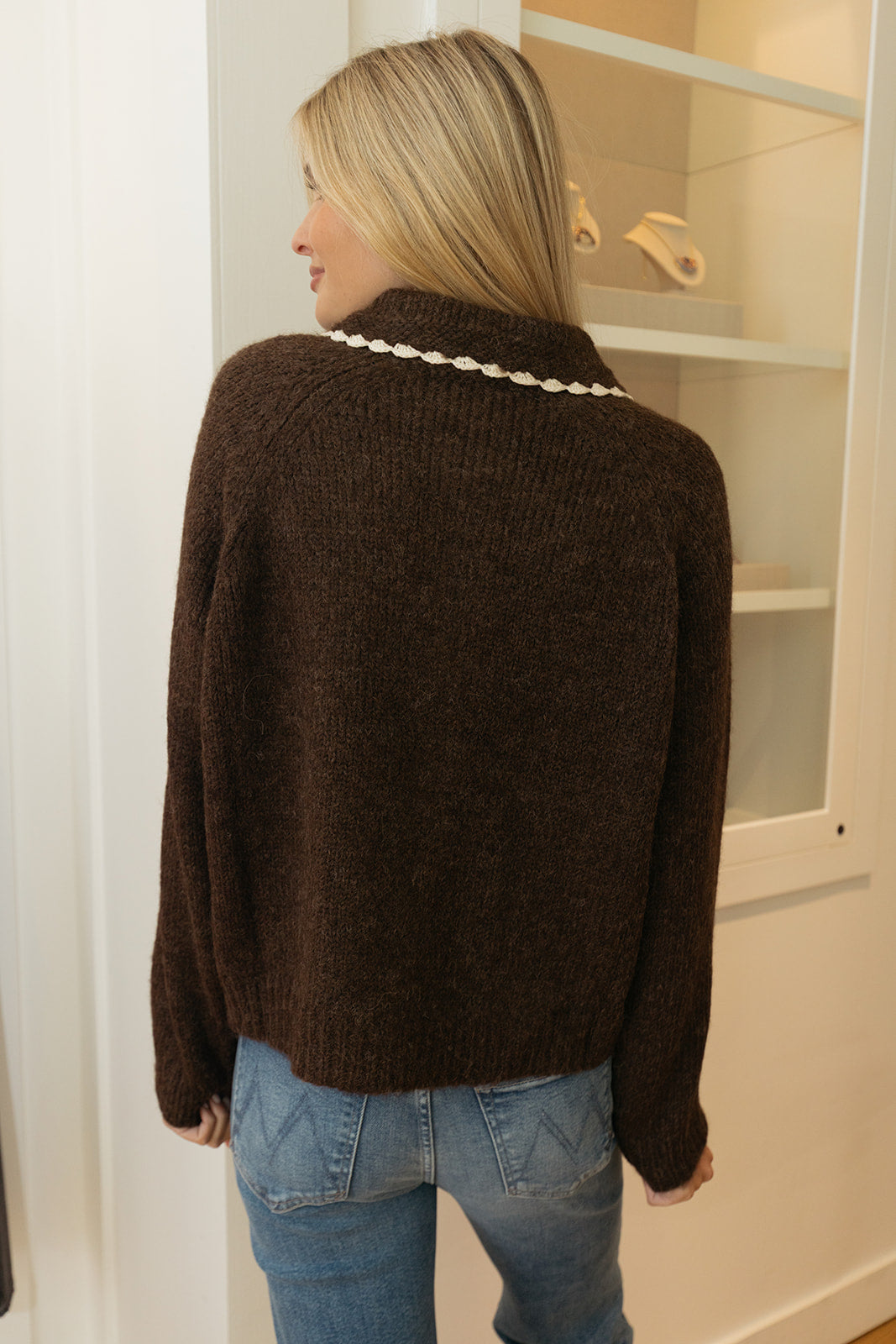 THE GREAT | CROCHET COLLAR CARDIGAN | WOMEN'S LUXURY DESIGNER CLOTHING, SHOES, HANDBAGS & JEWELRY | POOLESHOP CHARLOTTE, NC