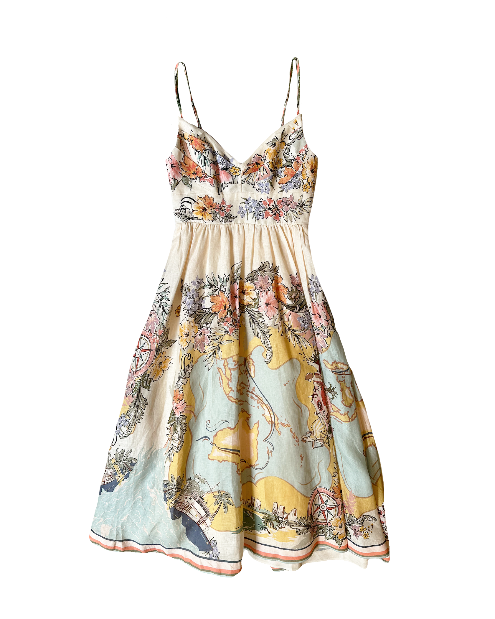ZIMMERMANN | SLEEVELESS TALLOW TUCKED BODICE MIDI DRESS