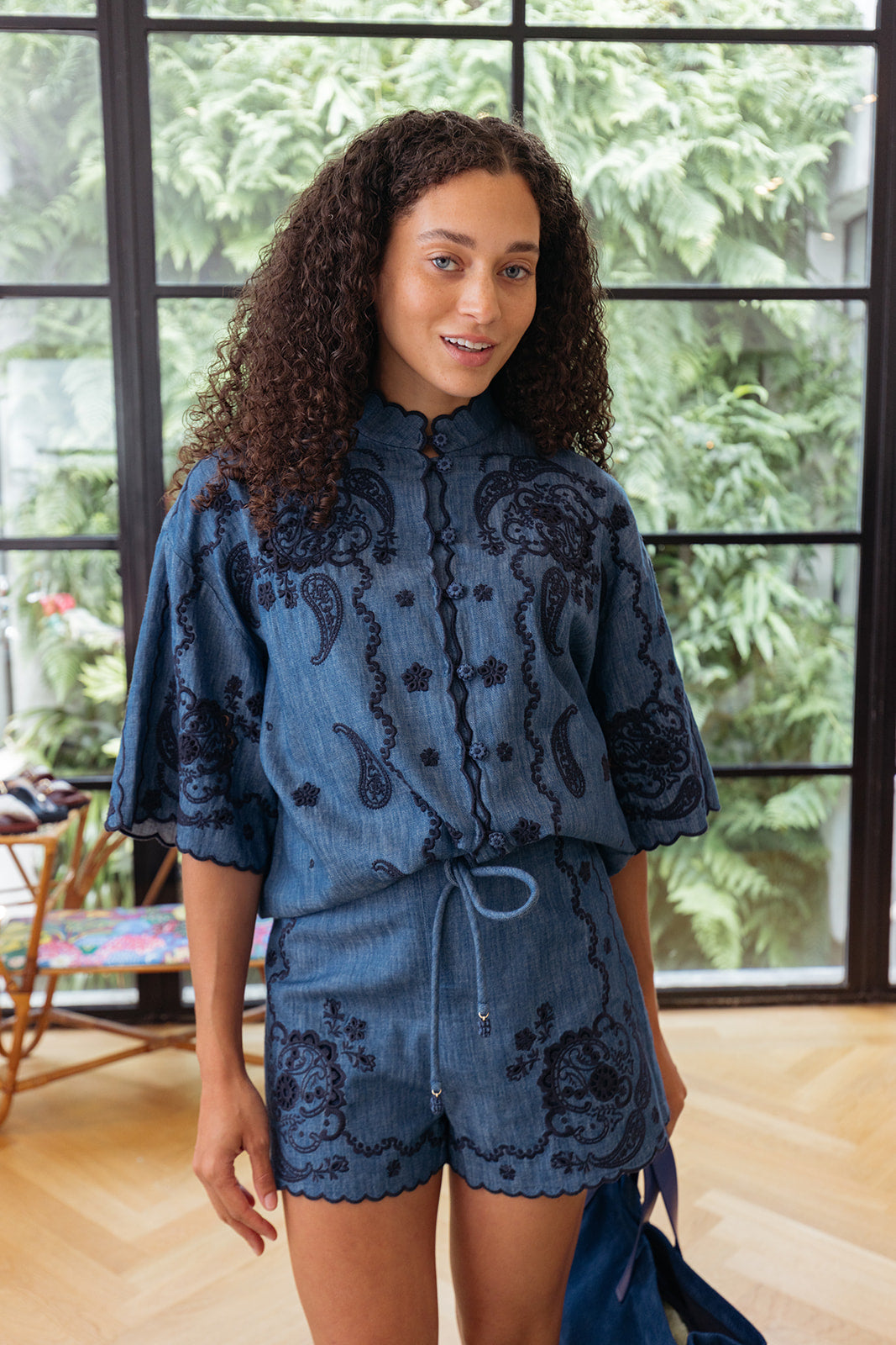 ZIMMERMANN | ASTER EMB DENIM SHIRT