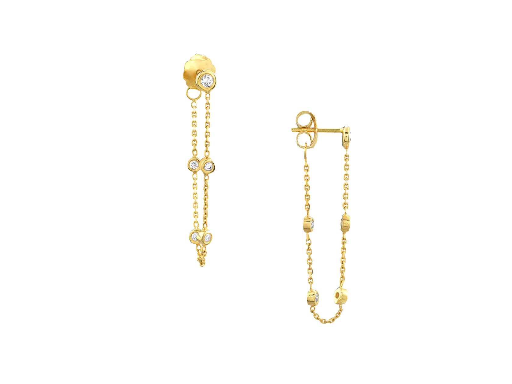Bezel Chain Earrings