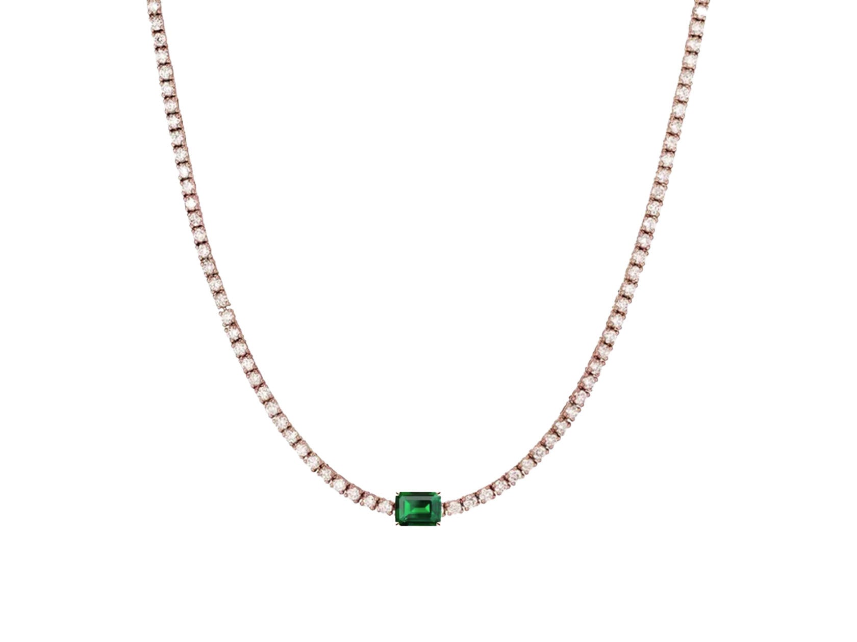 Emerald Center Diamond Tennis Necklace