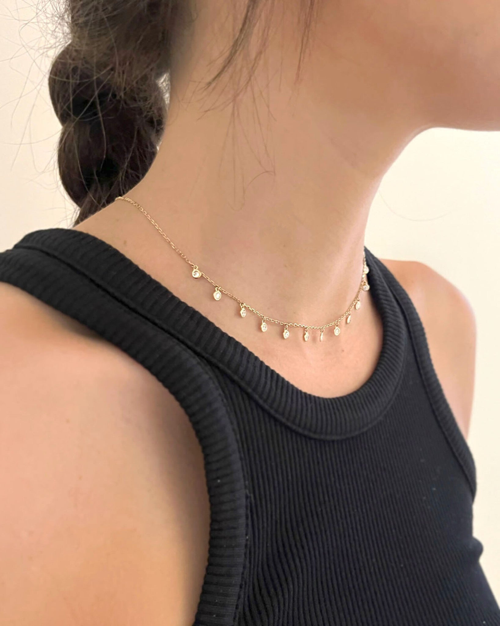 DIAMOND DROP STATION NECKLACE