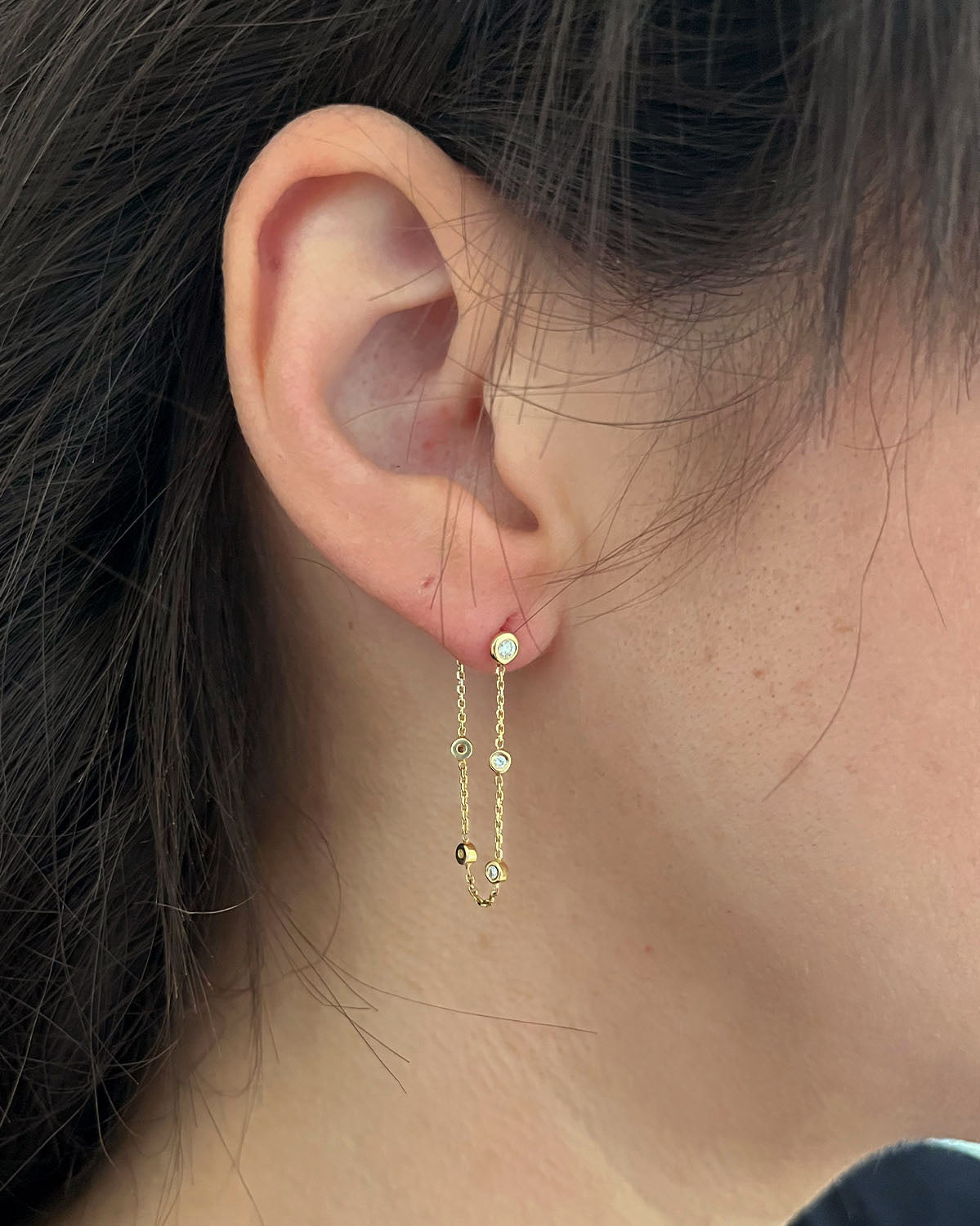 Bezel Chain Earrings