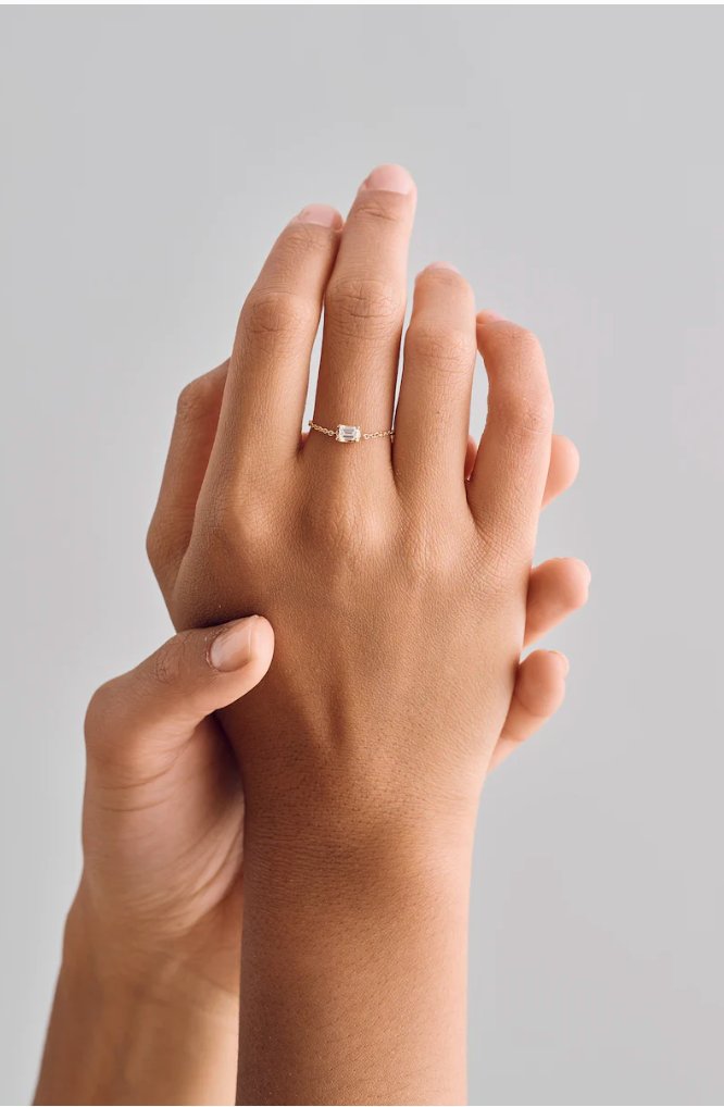 Adjustable Emerald Chain Ring