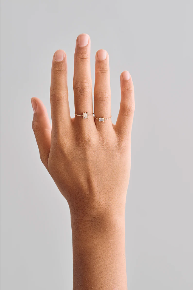 Adjustable Emerald Chain Ring