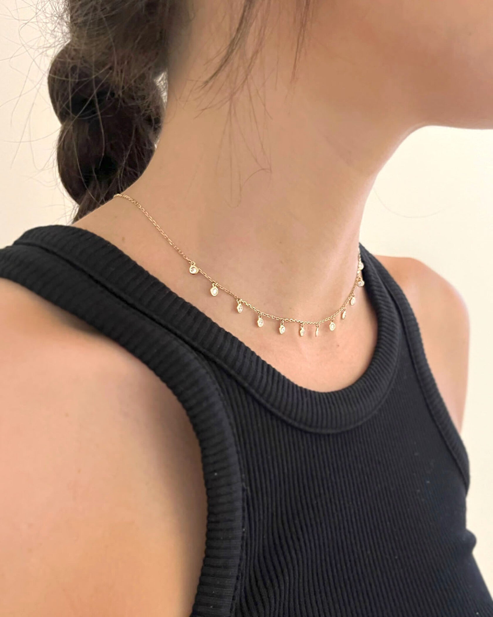 DIAMOND DROP STATION NECKLACE