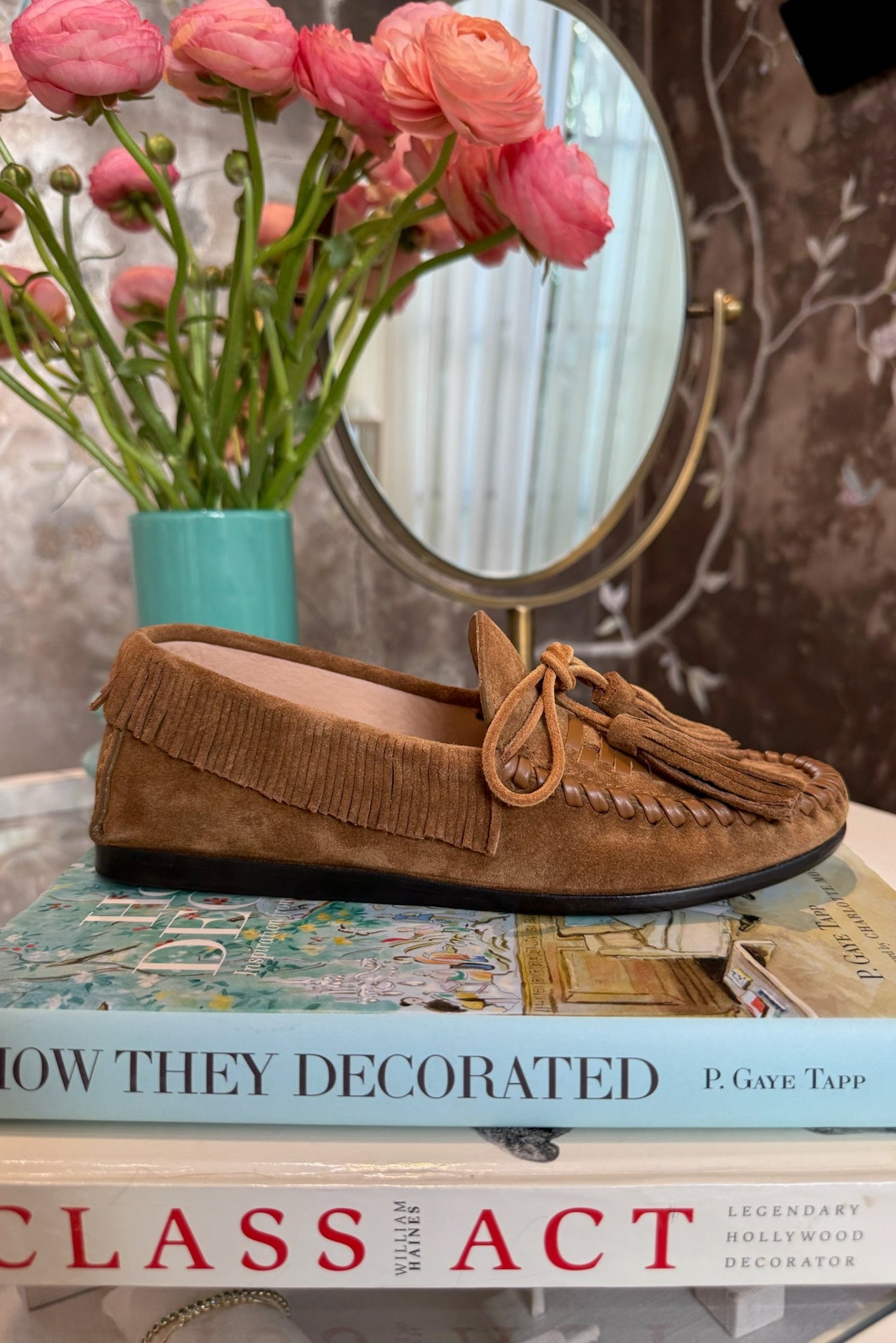 Étoile Fitza Moccasin brown suede with tassels. Charlotte, NC