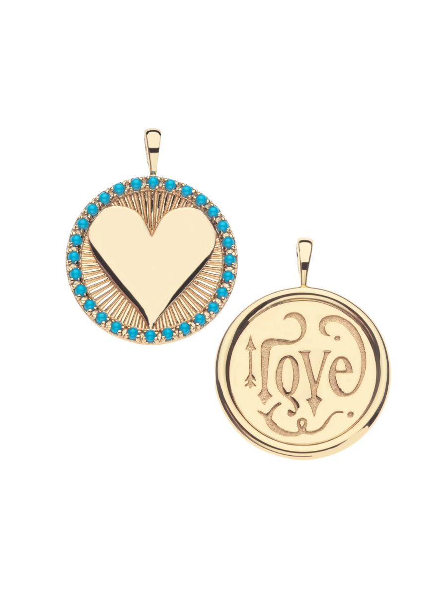 JANE WIN | LOVE EMBELLISHED TURQUOISE HEART FIND ME PENDANT