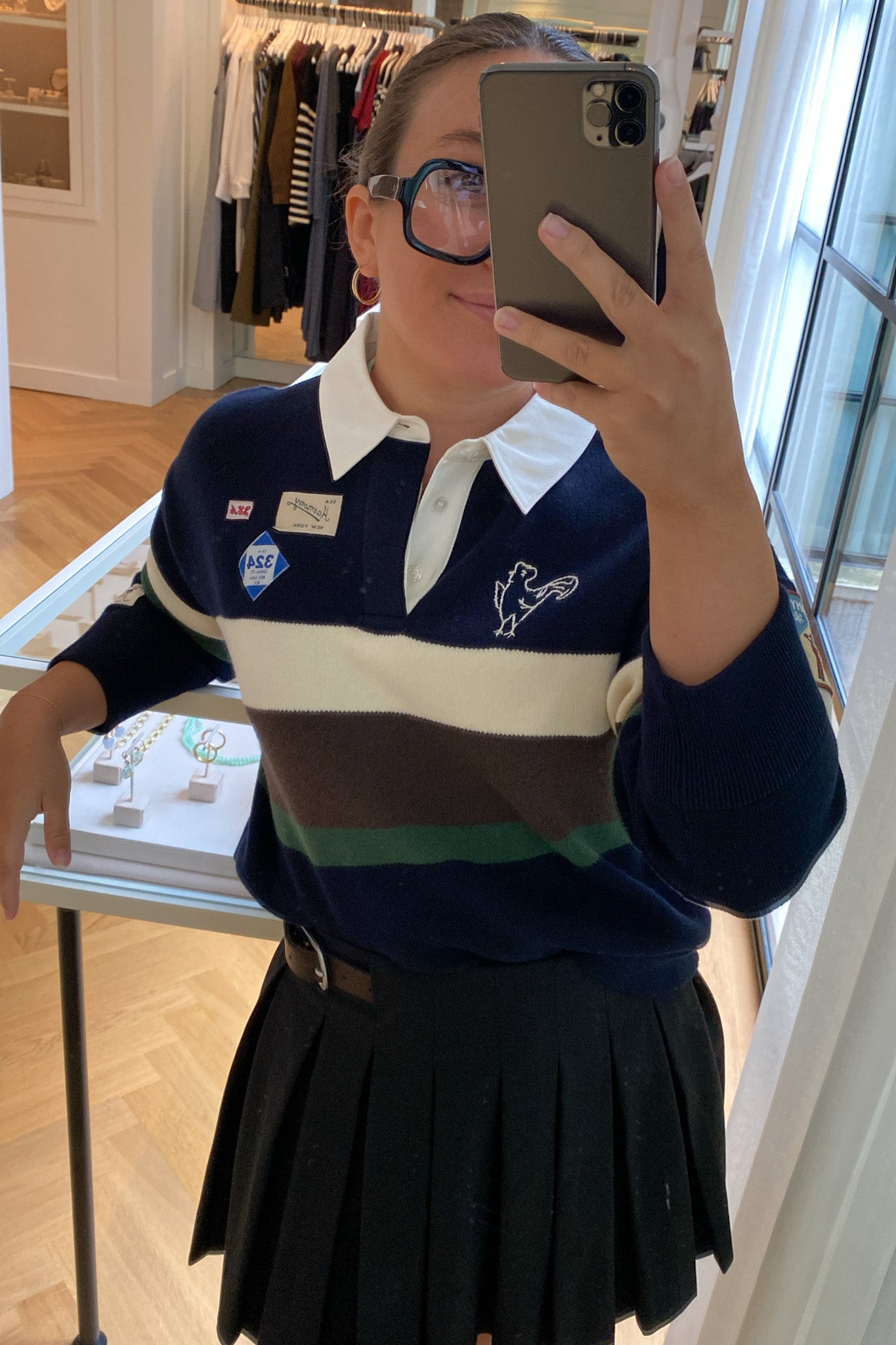 SEA NY | LONG SLEEVE ARTHUR VARSITY KNIT RUGBY SHIRT