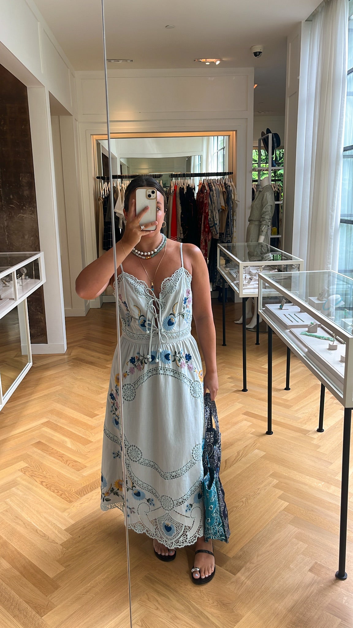 SEA NY | SLEEVELESS CELIA EMBROIDERED SLIP DRESS