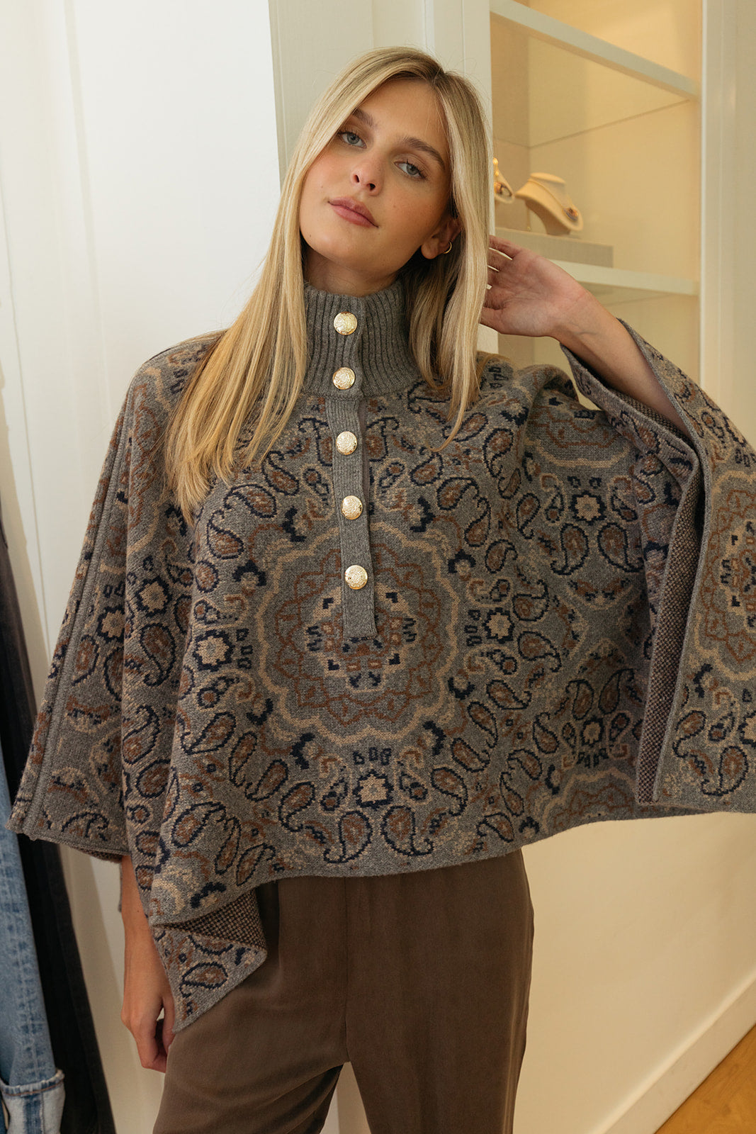 CARA CARA | PAGODA PRINTED CAPE | WOMEN'S LUXURY DESIGNER CLOTHING, SHOES, HANDBAGS & JEWELRY | POOLESHOP CHARLOTTE, NC