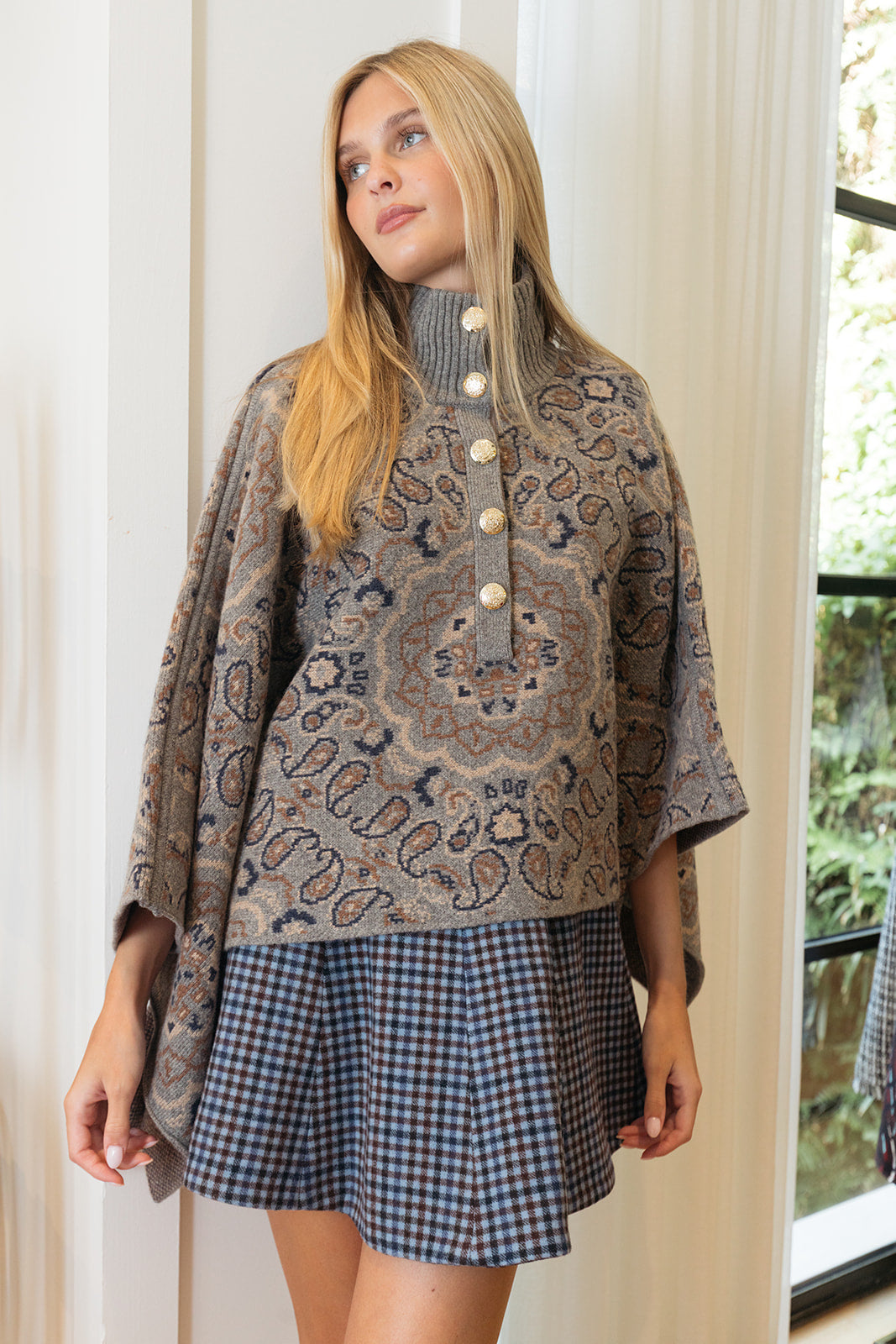 CARA CARA | PAGODA PRINTED CAPE | WOMEN'S LUXURY DESIGNER CLOTHING, SHOES, HANDBAGS & JEWELRY | POOLESHOP CHARLOTTE, NC