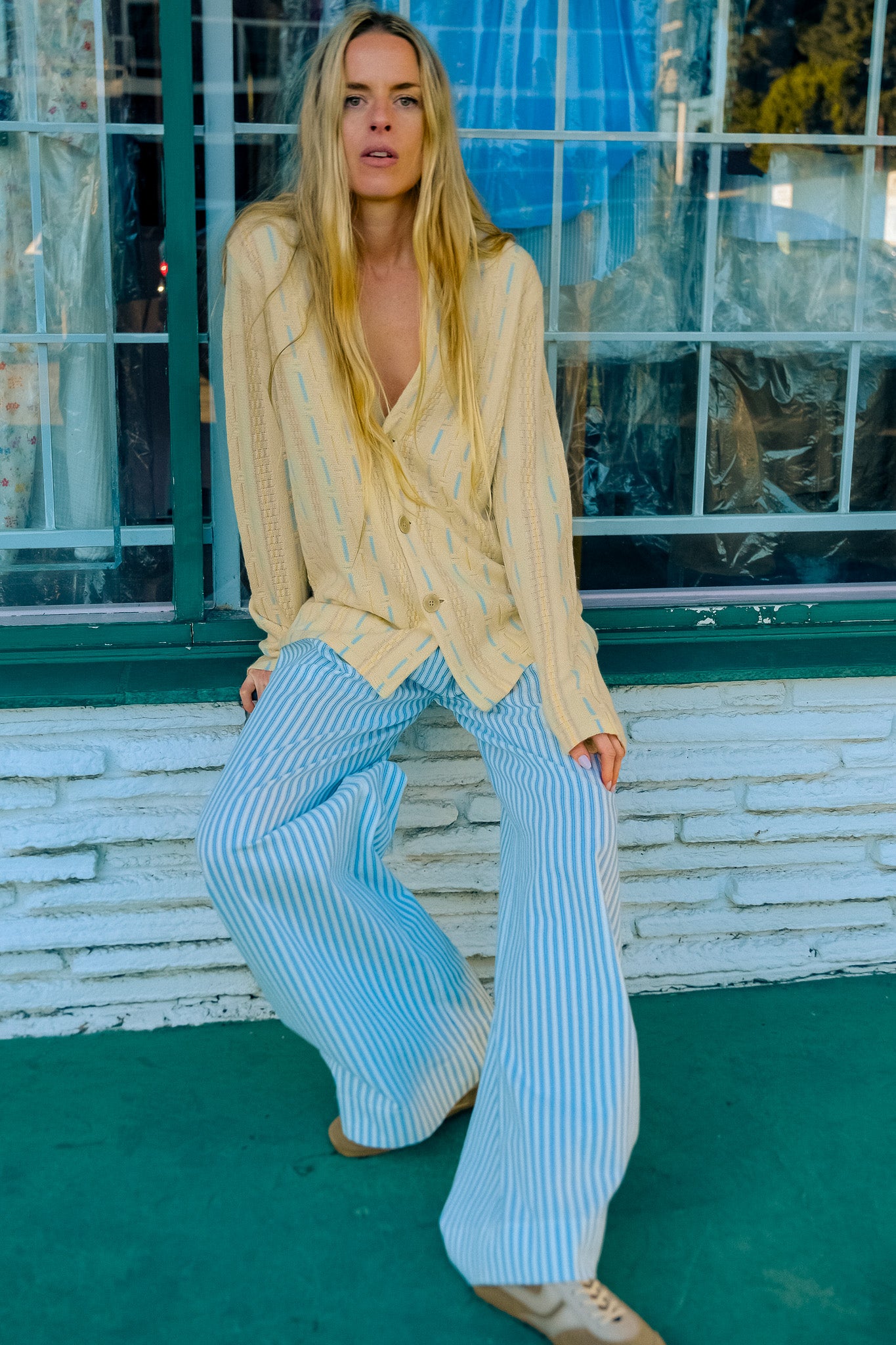 FORTE FORTE STRIPE SARTORIAL WIDE LEG PANT