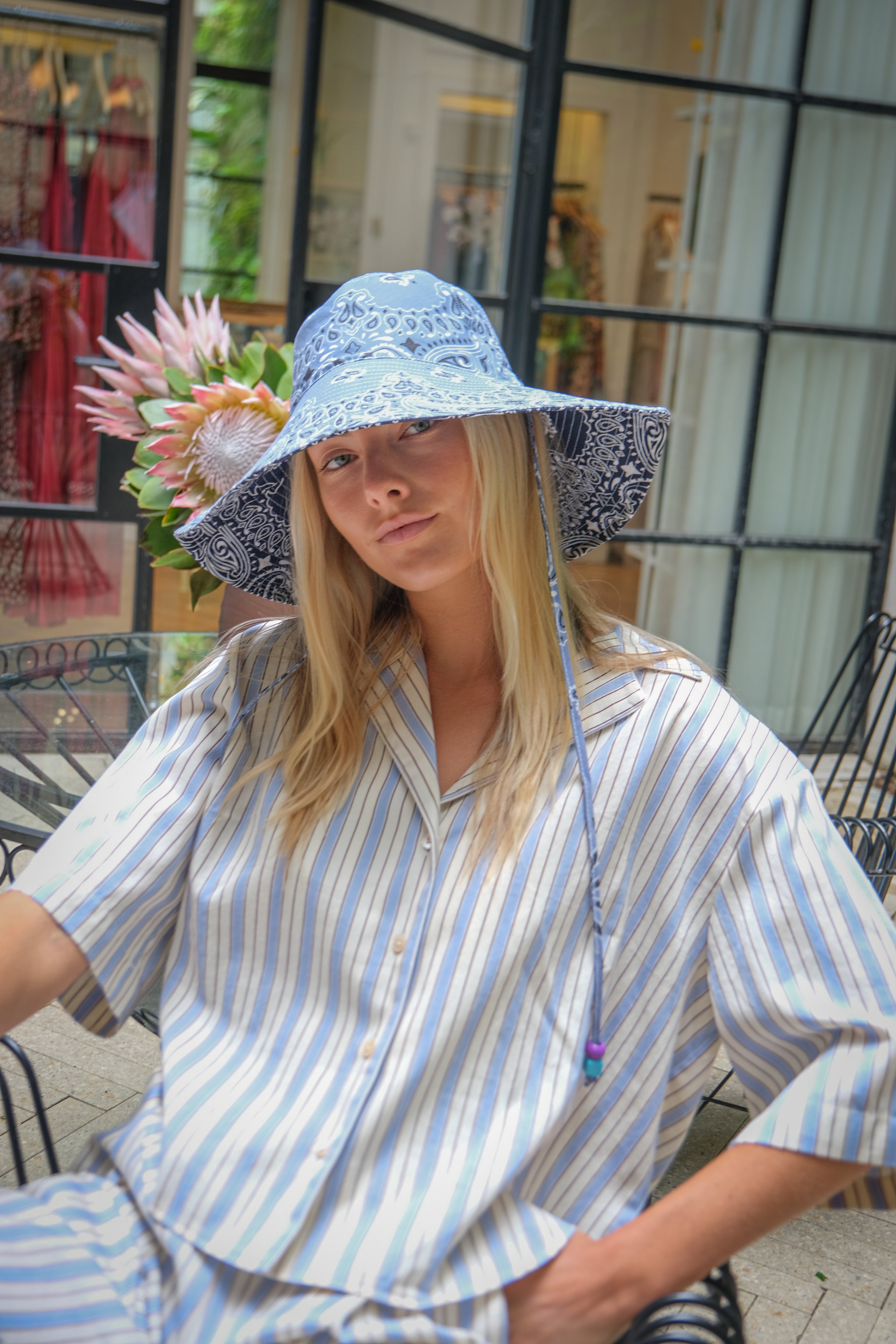 FORTE FORTE | SKY PINSTRIPED SHIRT | WOMEN'S CONTEMPORARY DESIGNER CLOTHING, SHOES, HANDBAGS & JEWELRY | POOLE SHOP | CHARLOTTE, NC