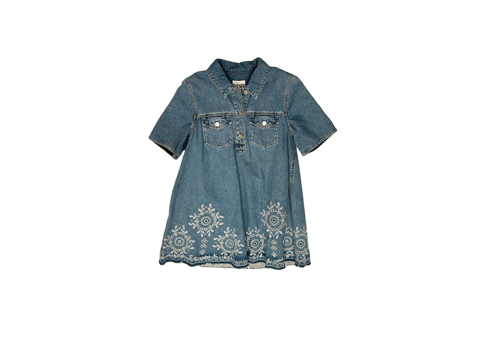 GANNI ♥ Broderie Anglaise Denim Mini Dress/追跡付 Ganni Broderie Anglaise Denim Mini Dress – Thirty-One Jane